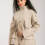 The Icon Gabardine Jacket Beige - AB ESSENTIALS