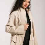The Icon Gabardine Jacket Beige - AB ESSENTIALS