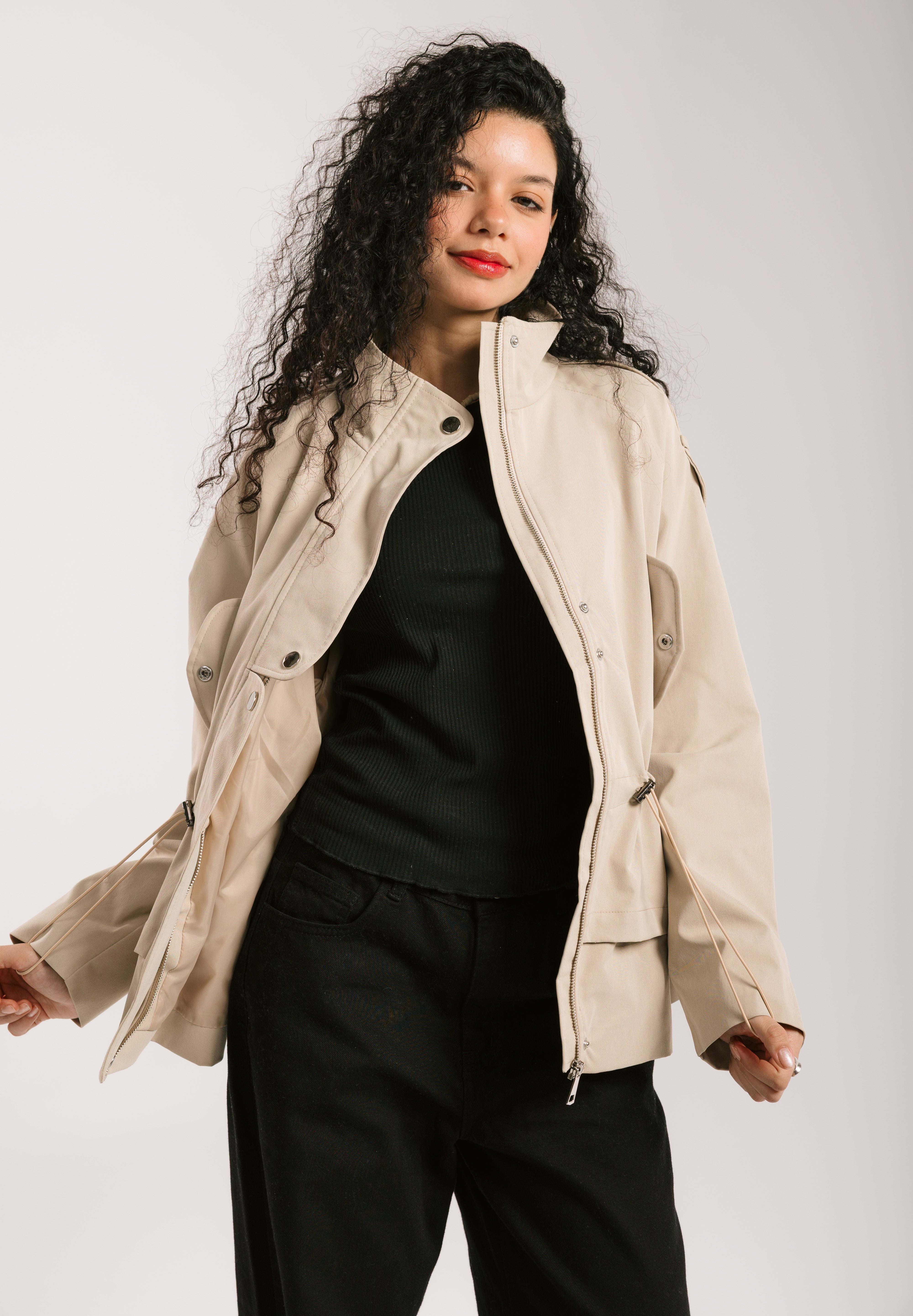 The Icon Gabardine Jacket Beige - AB ESSENTIALS