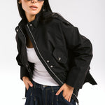 The Icon Gabardine Jacket Black - AB ESSENTIALS