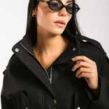 The Icon Gabardine Jacket Black - AB ESSENTIALS