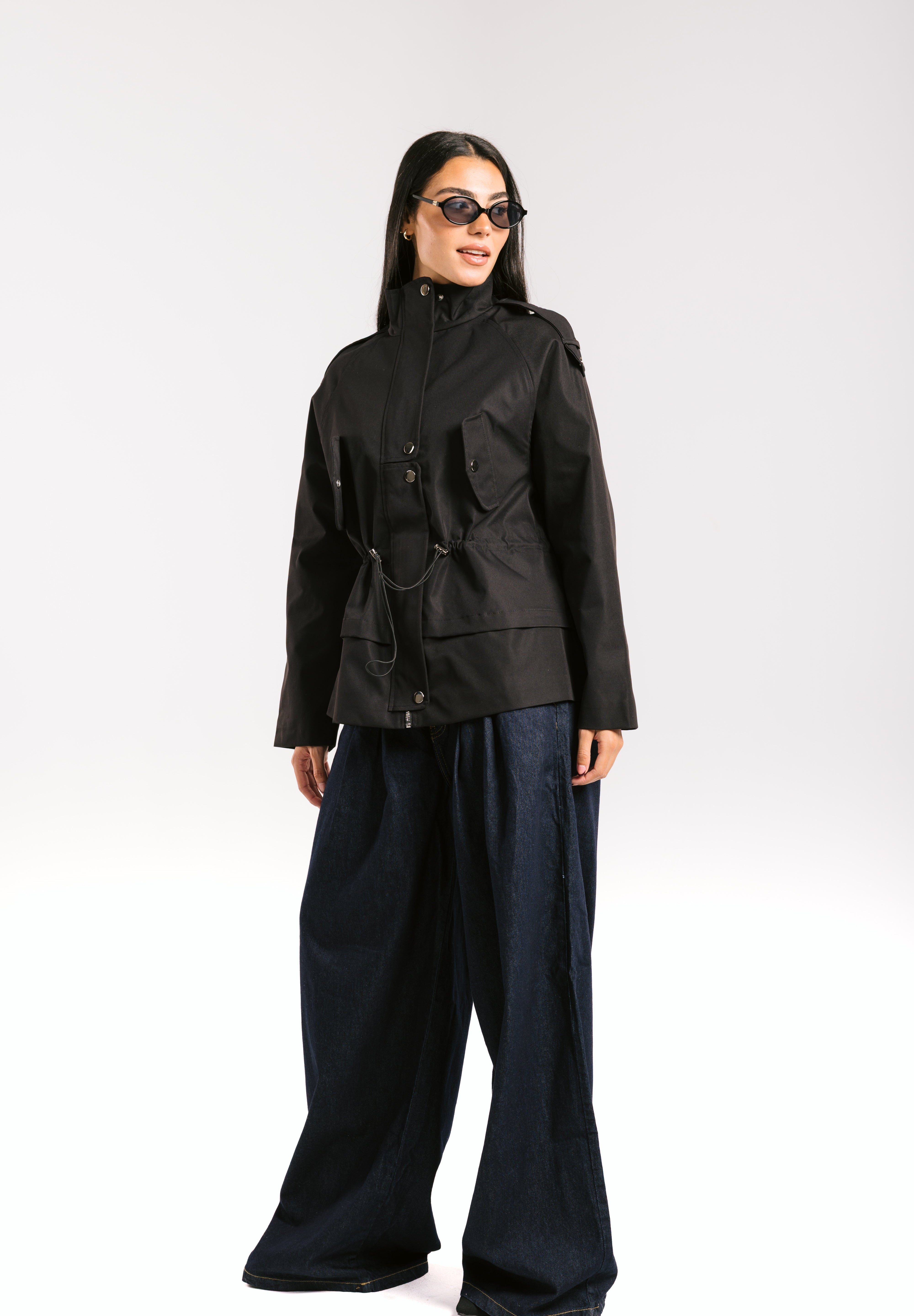 The Icon Gabardine Jacket Black - AB ESSENTIALS