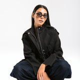 The Icon Gabardine Jacket Black - AB ESSENTIALS