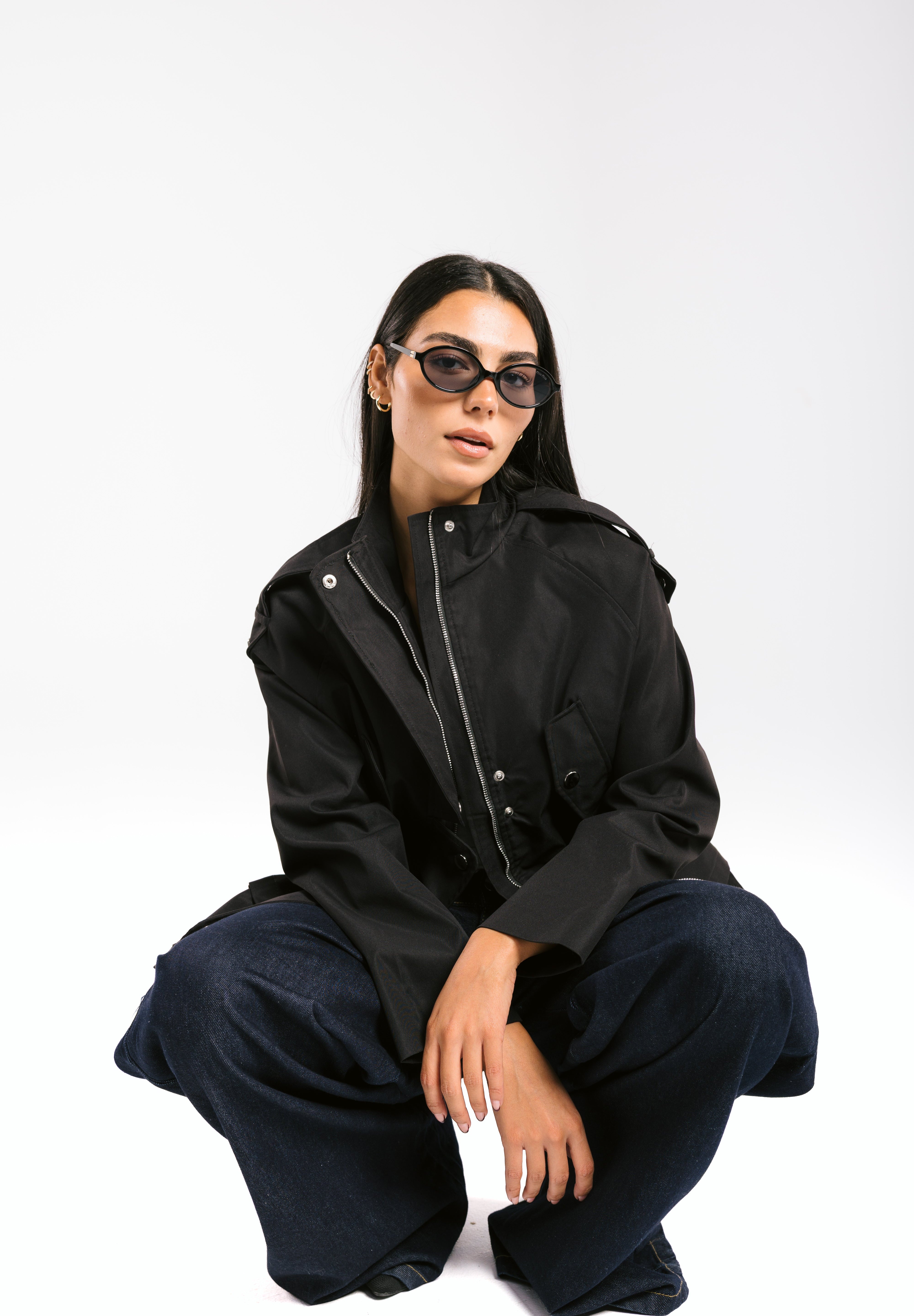 The Icon Gabardine Jacket Black - AB ESSENTIALS