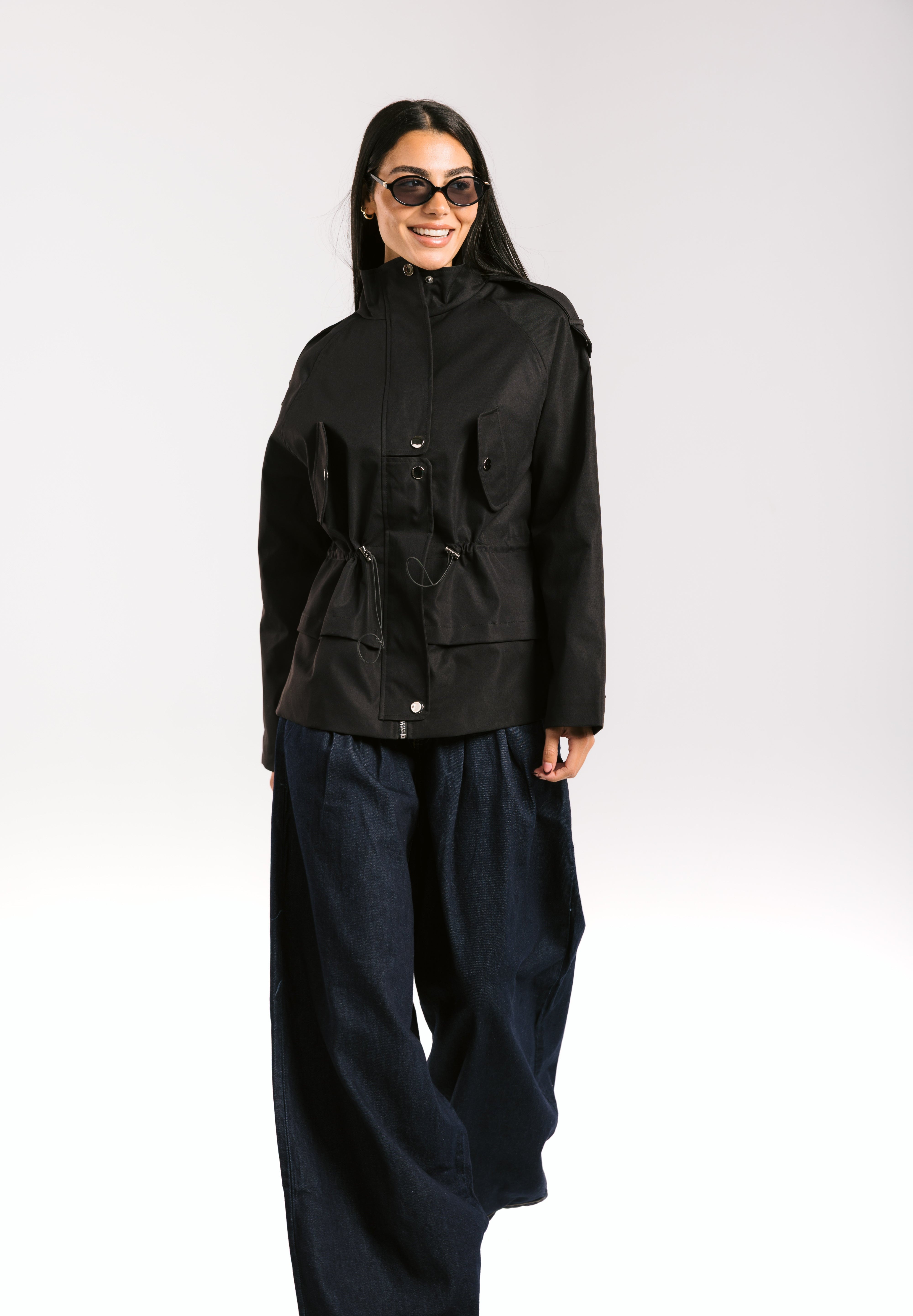 The Icon Gabardine Jacket Black - AB ESSENTIALS