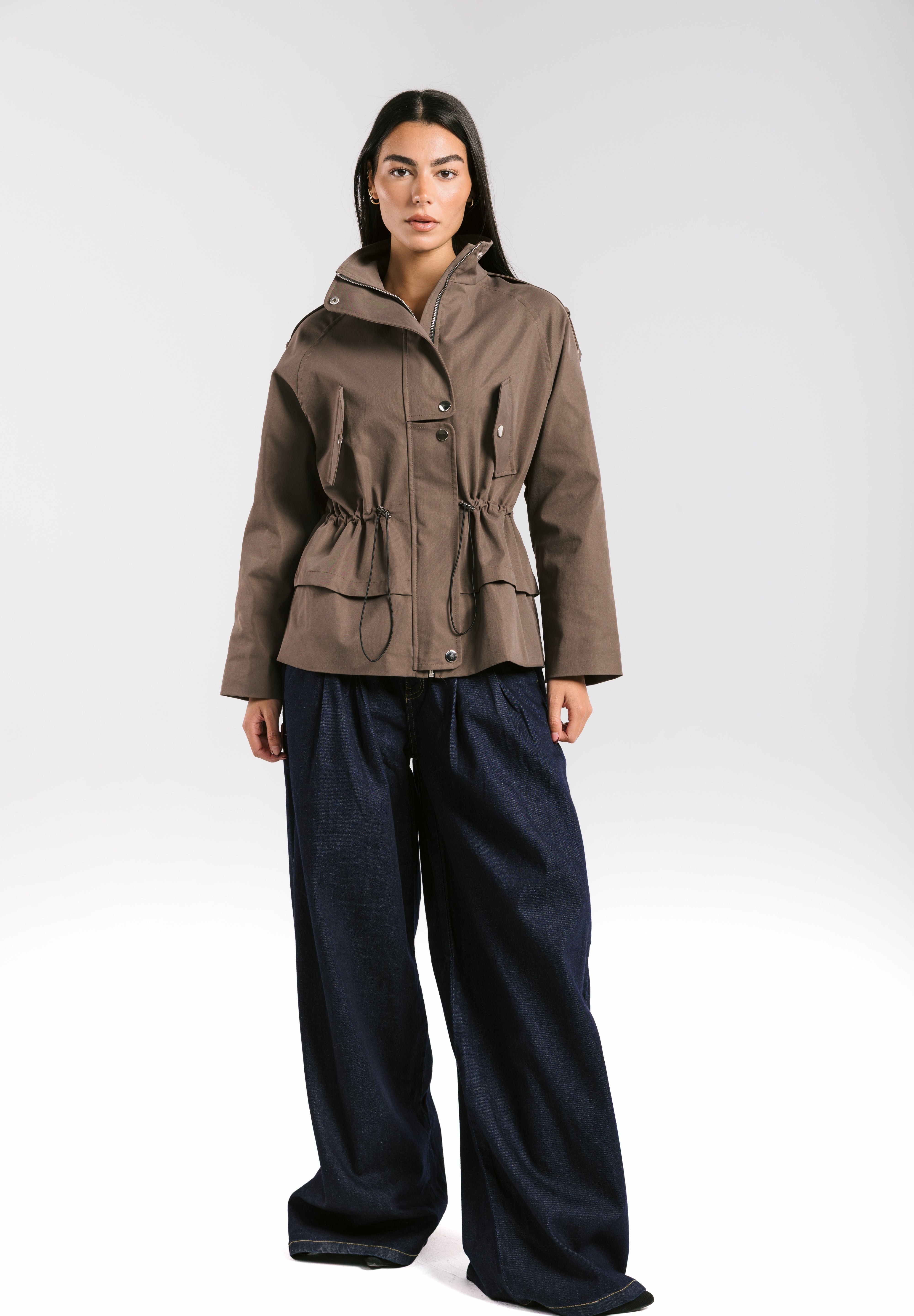 The Icon Gabardine Jacket Brown - AB ESSENTIALS
