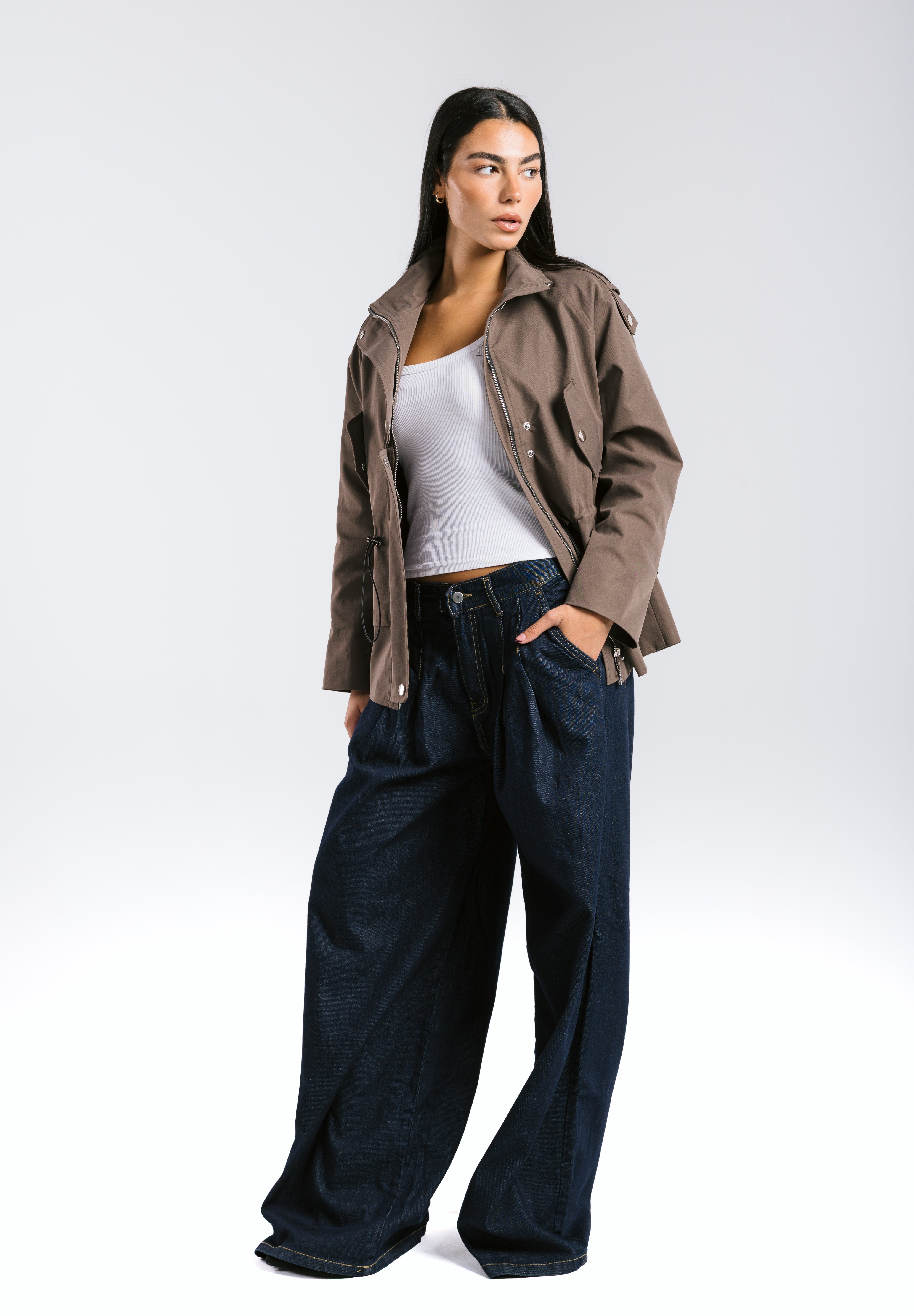 The Icon Gabardine Jacket Brown - AB ESSENTIALS