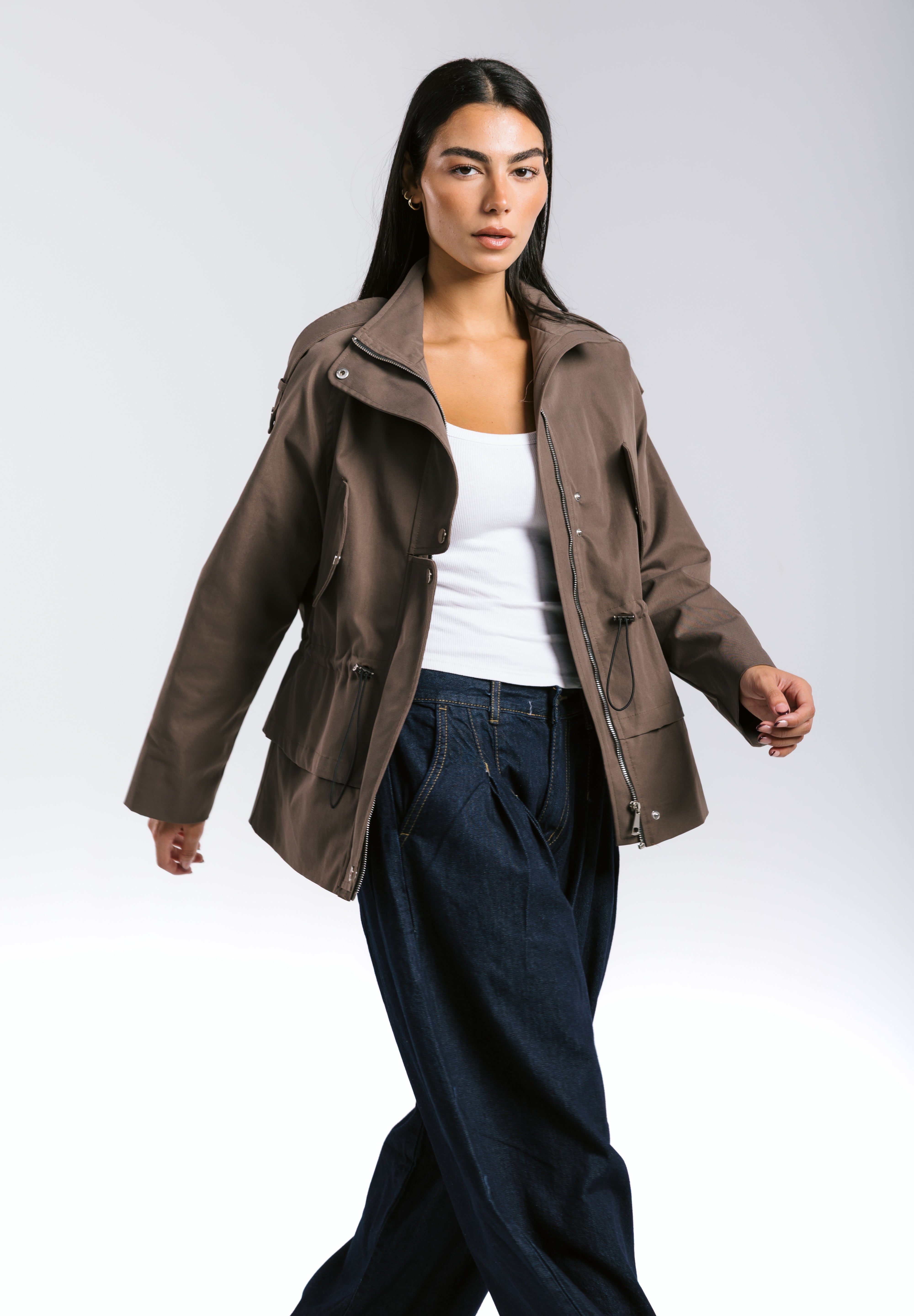 The Icon Gabardine Jacket Brown - AB ESSENTIALS