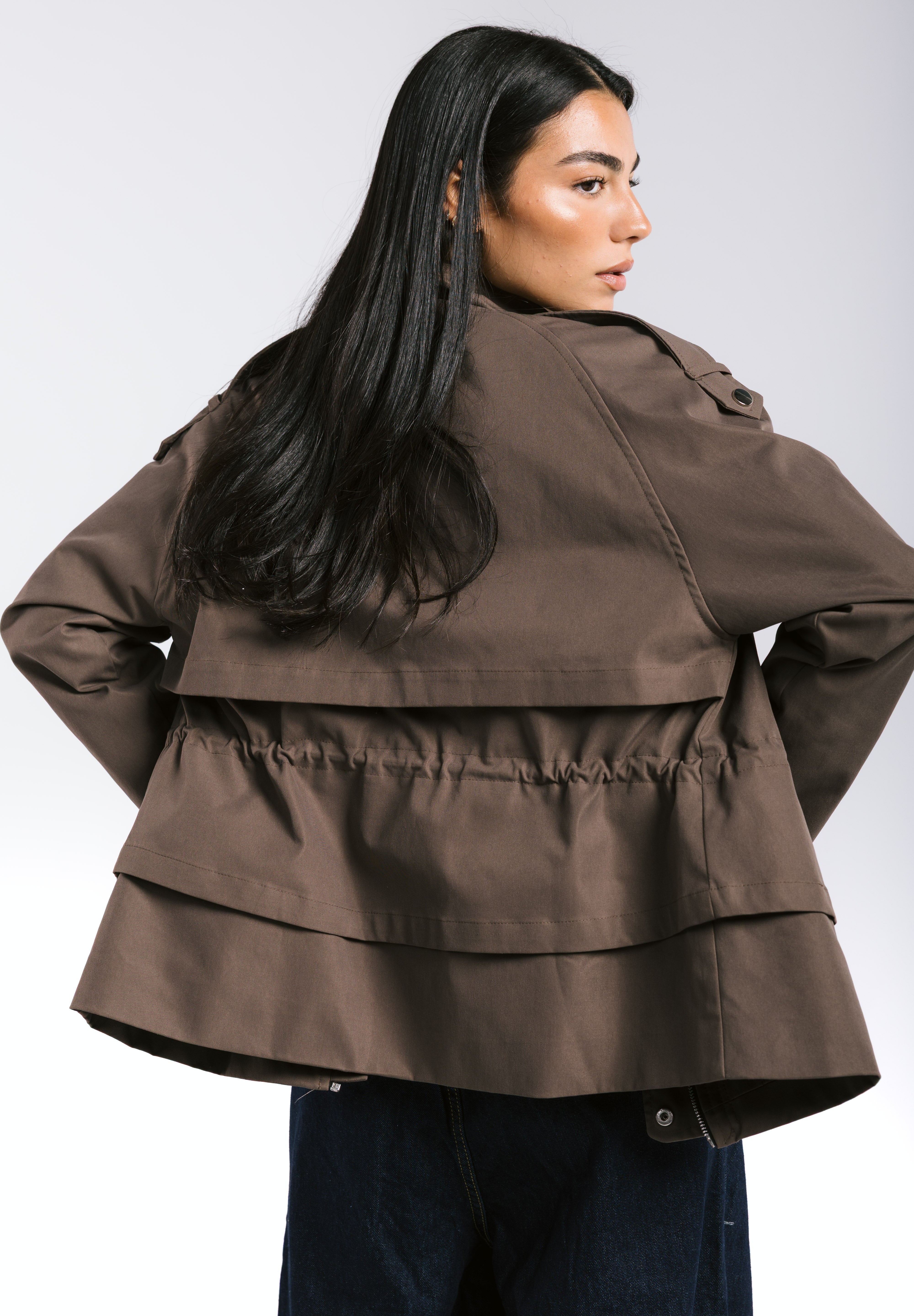 The Icon Gabardine Jacket Brown - AB ESSENTIALS