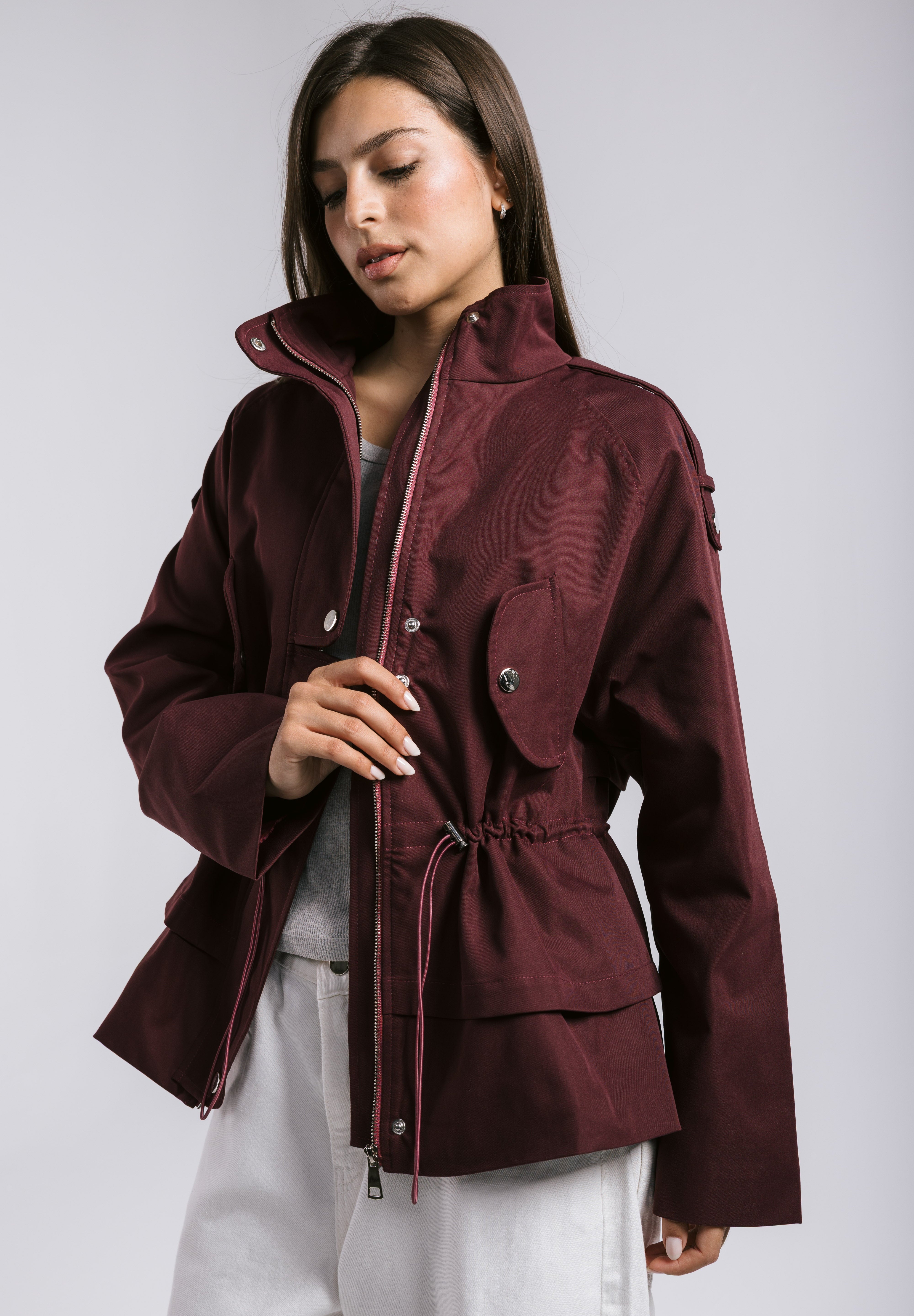 The Icon Gabardine Jacket Burgundy - AB ESSENTIALS
