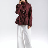 The Icon Gabardine Jacket Burgundy - AB ESSENTIALS