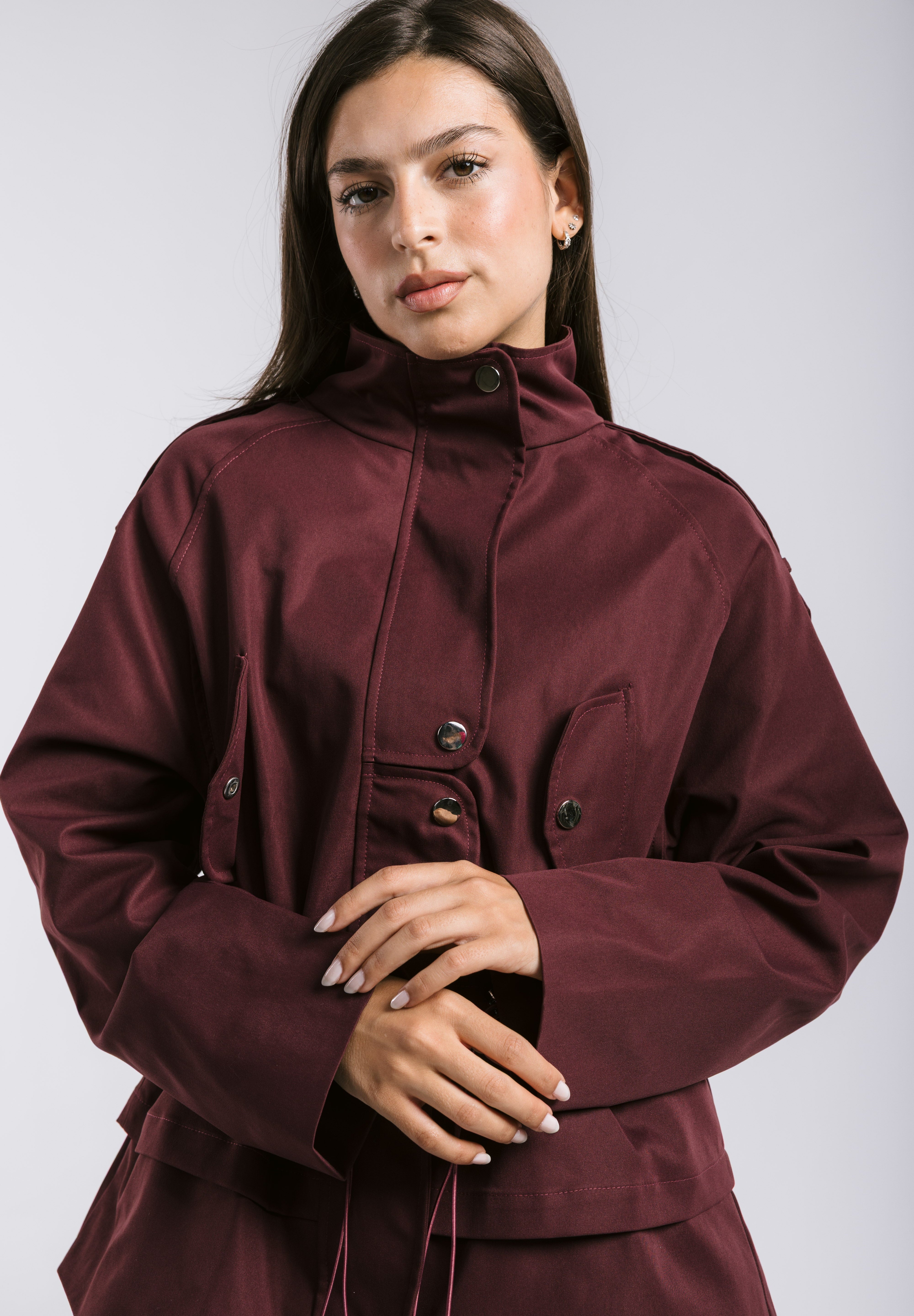 The Icon Gabardine Jacket Burgundy - AB ESSENTIALS