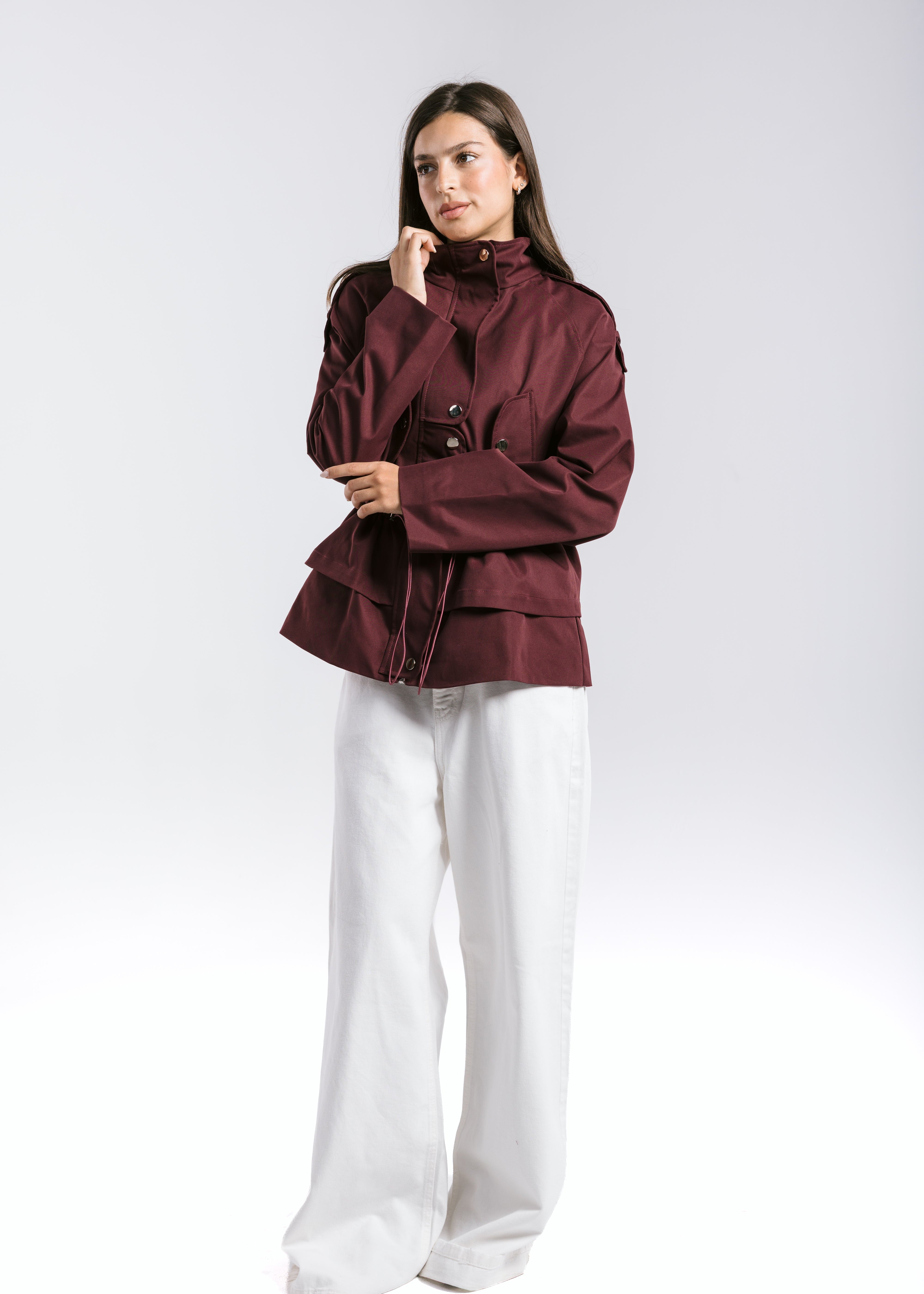 The Icon Gabardine Jacket Burgundy - AB ESSENTIALS