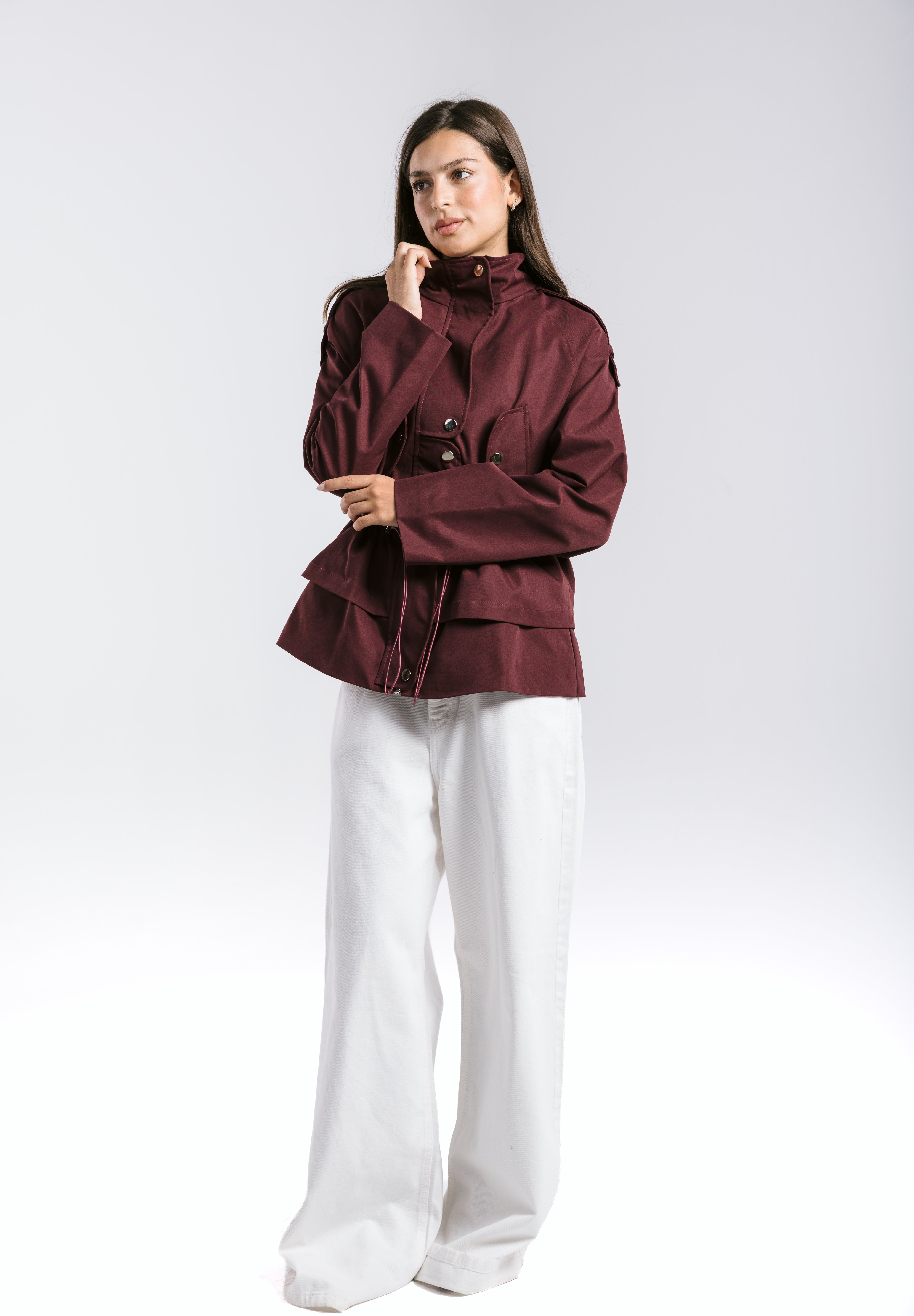 The Icon Gabardine Jacket Burgundy - AB ESSENTIALS