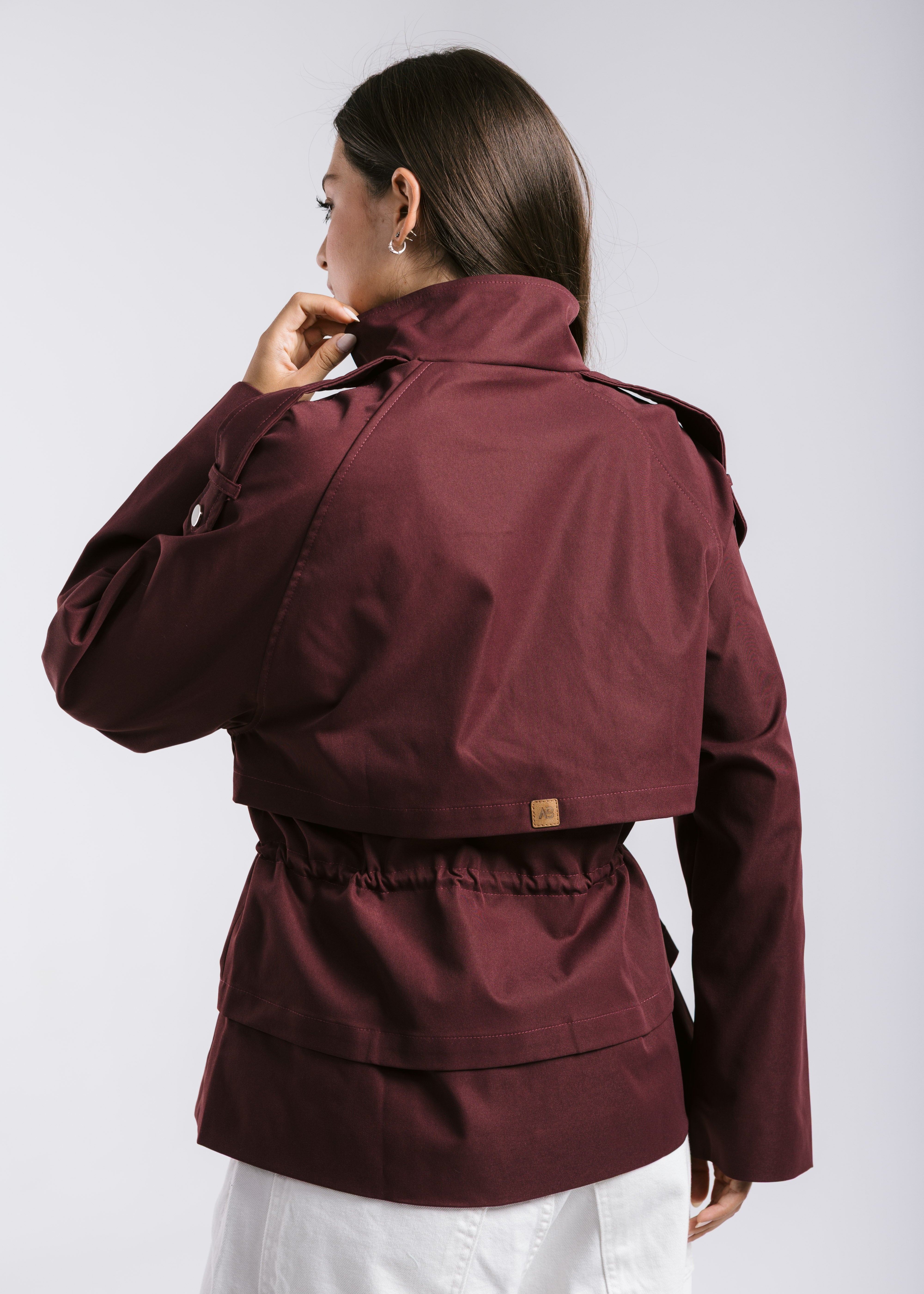 The Icon Gabardine Jacket Burgundy - AB ESSENTIALS