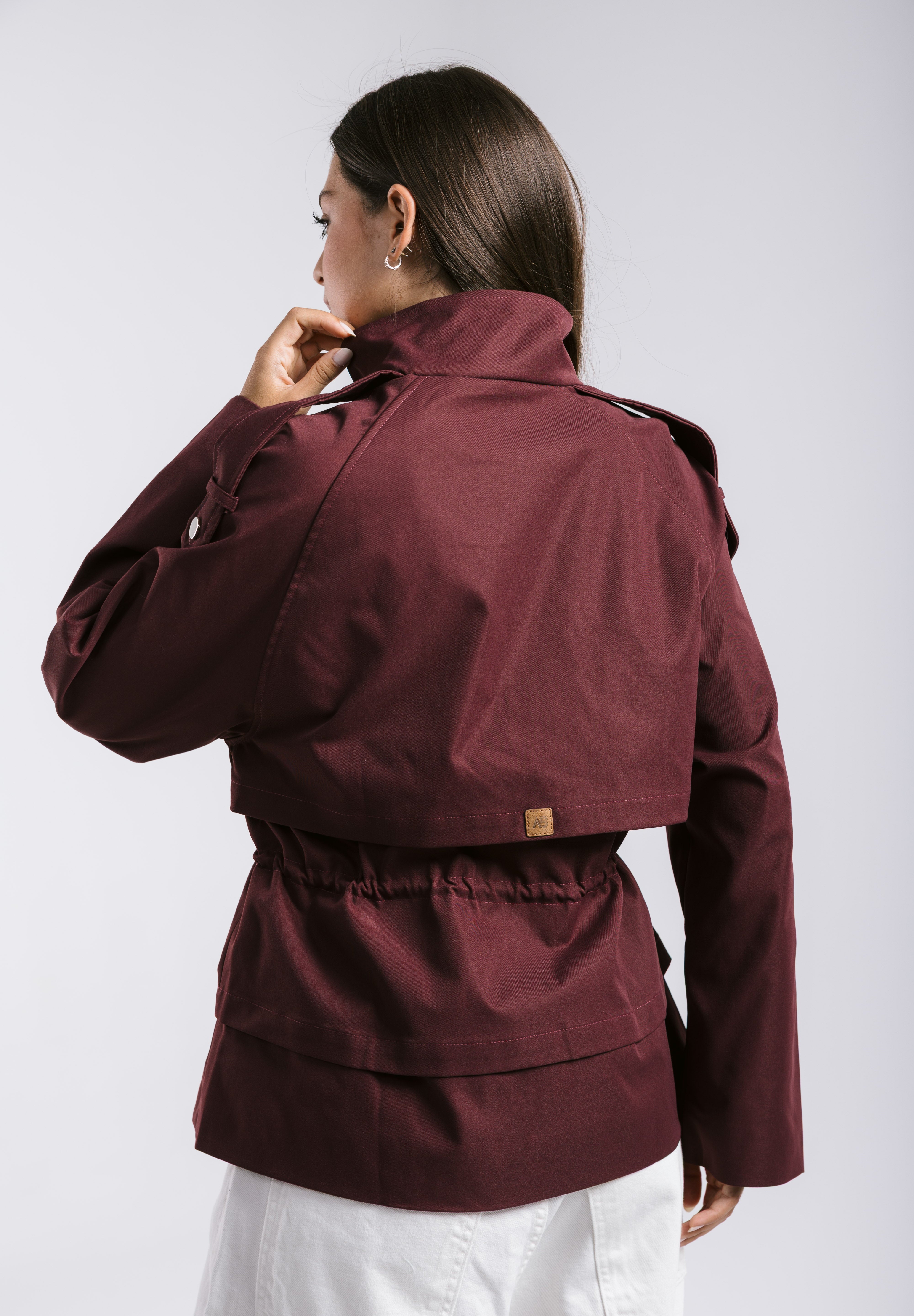 The Icon Gabardine Jacket Burgundy - AB ESSENTIALS