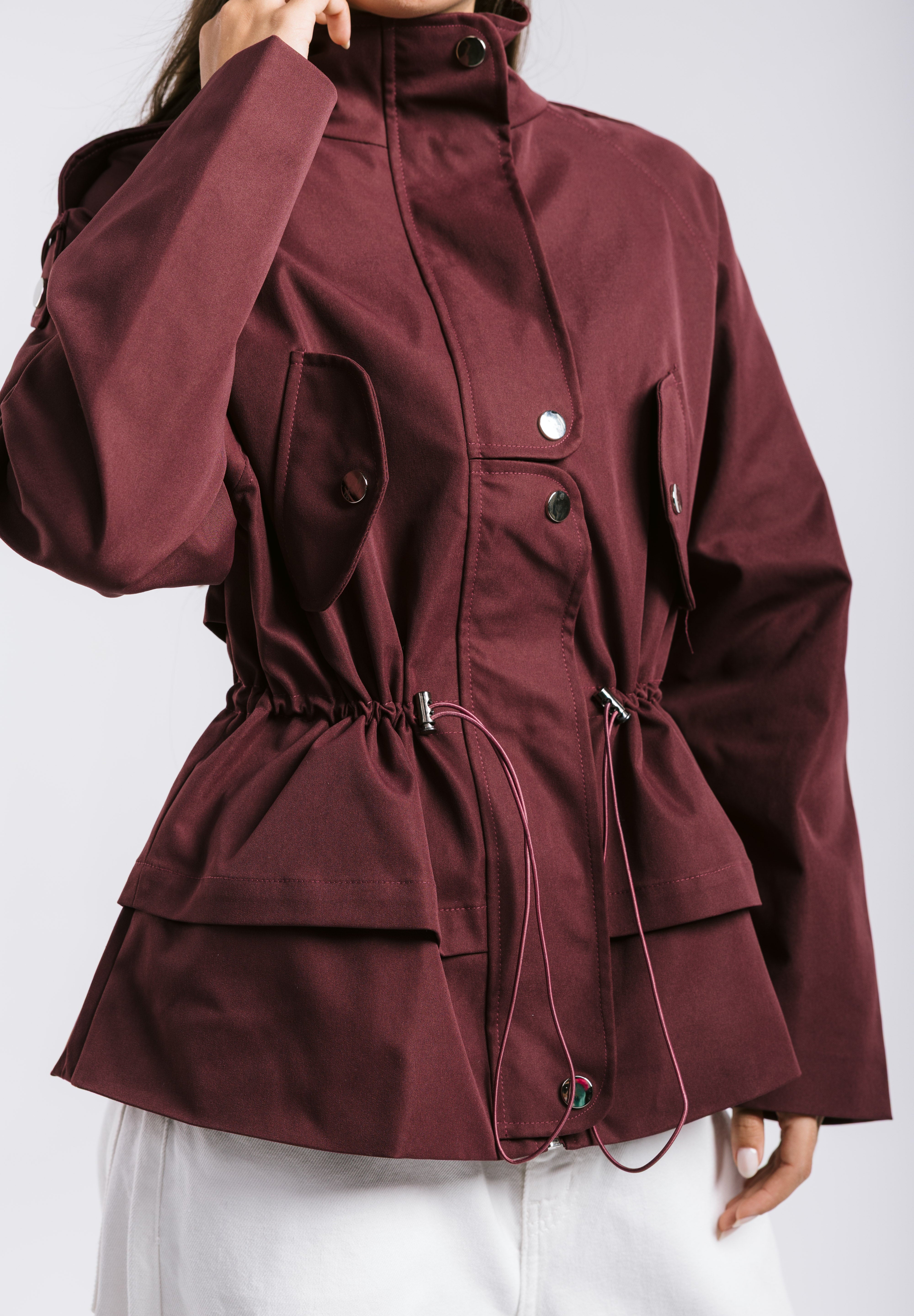 The Icon Gabardine Jacket Burgundy - AB ESSENTIALS