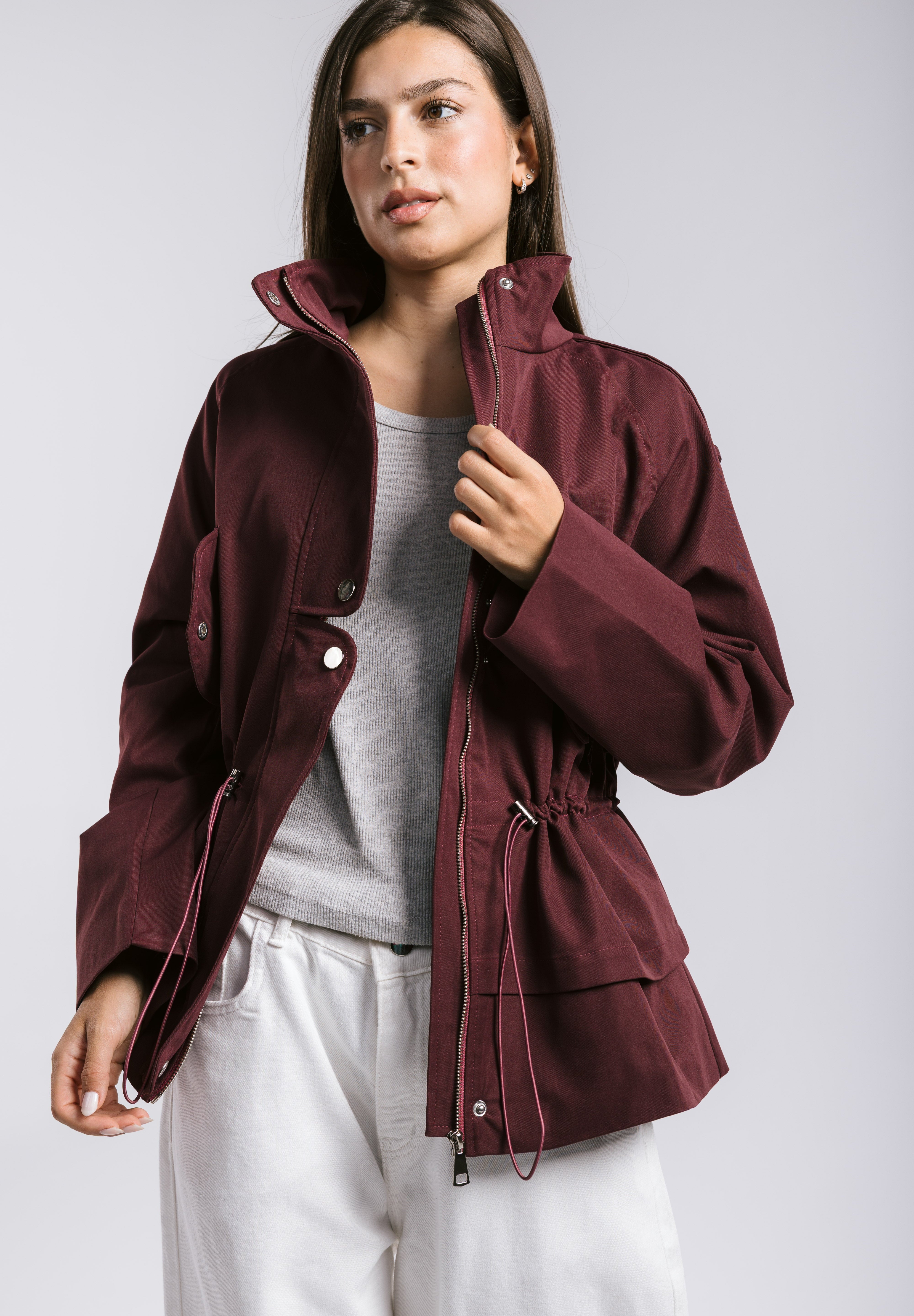 The Icon Gabardine Jacket Burgundy - AB ESSENTIALS