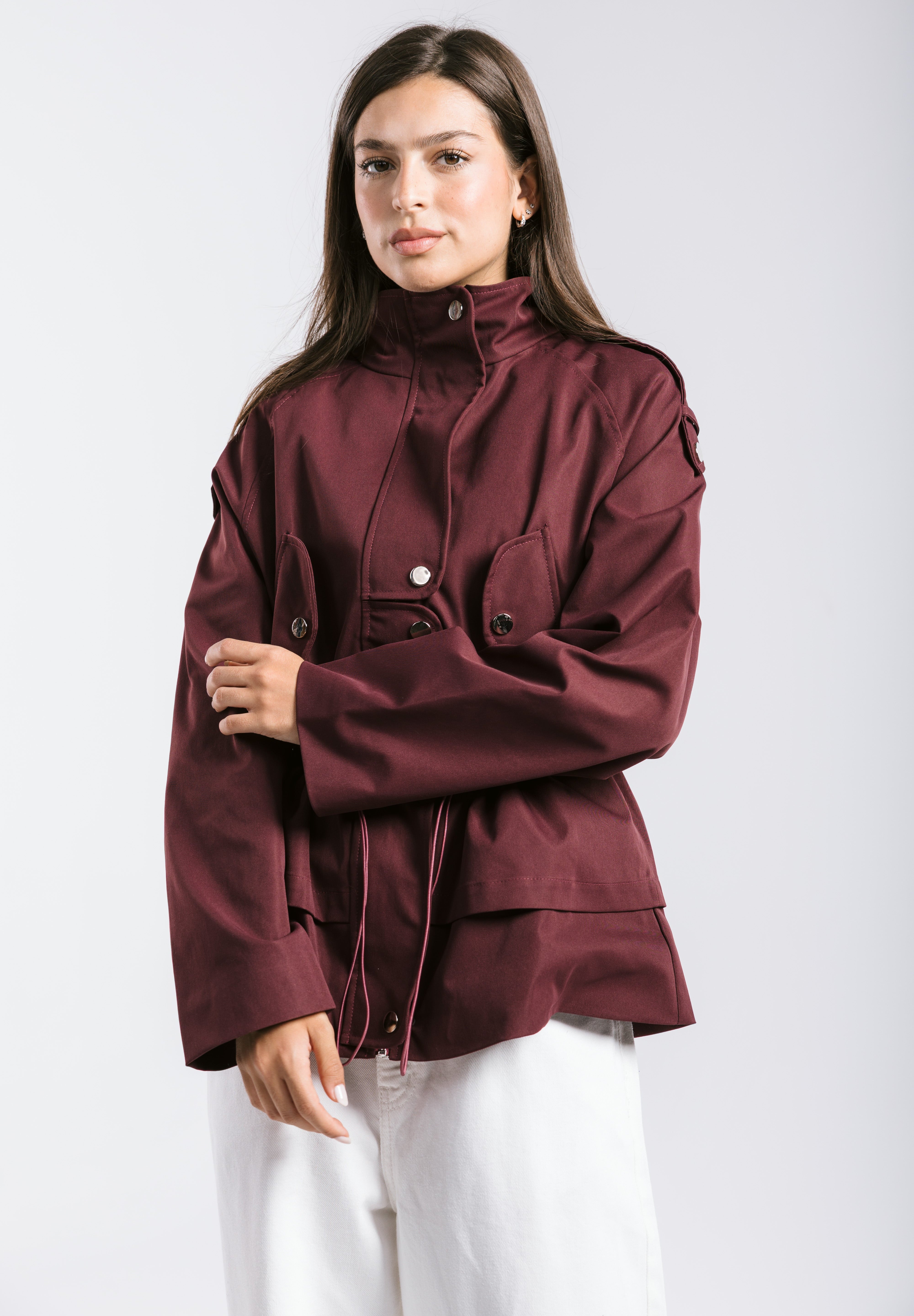 The Icon Gabardine Jacket Burgundy - AB ESSENTIALS