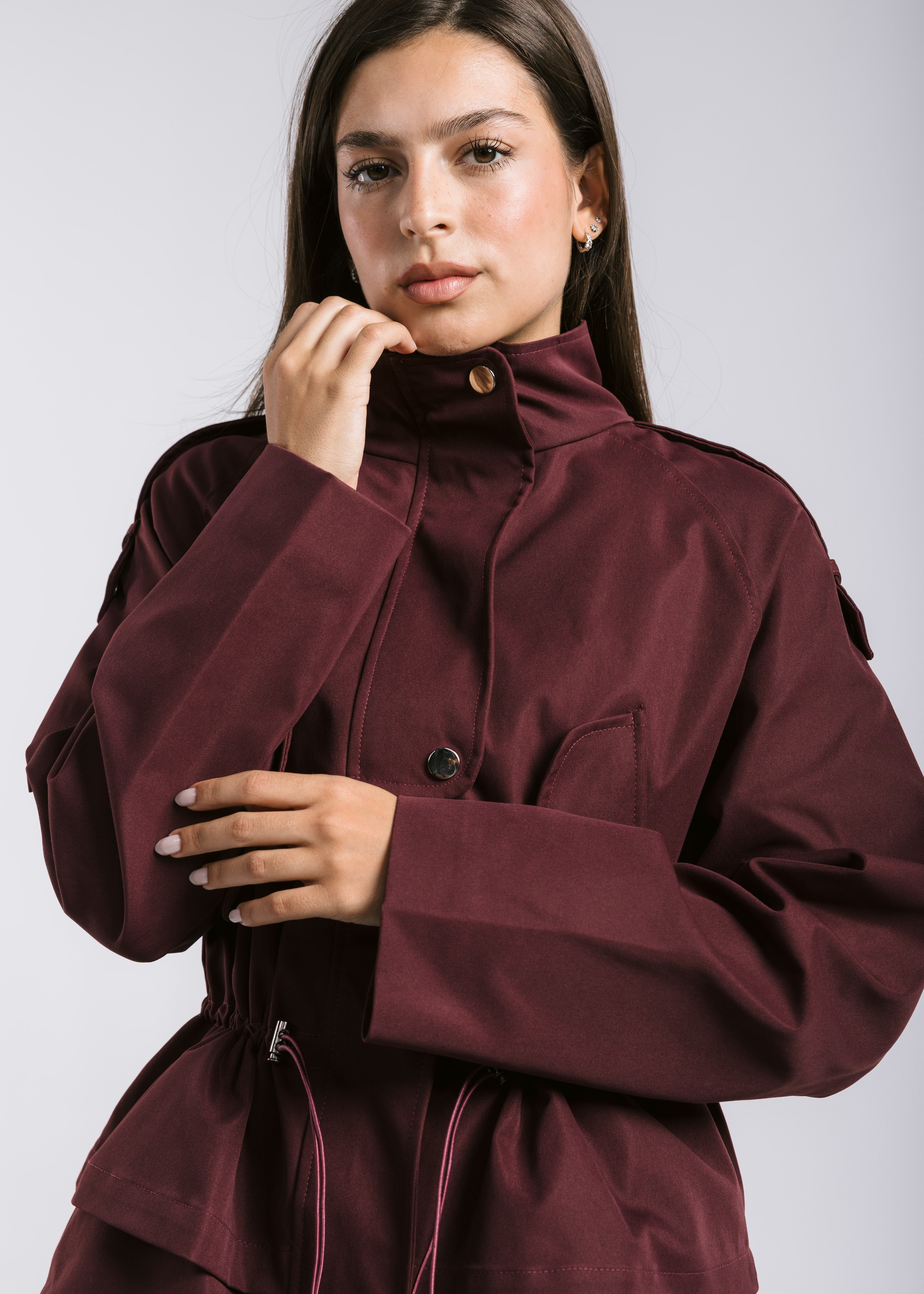 The Icon Gabardine Jacket Burgundy - AB ESSENTIALS