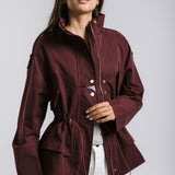 The Icon Gabardine Jacket Burgundy - AB ESSENTIALS