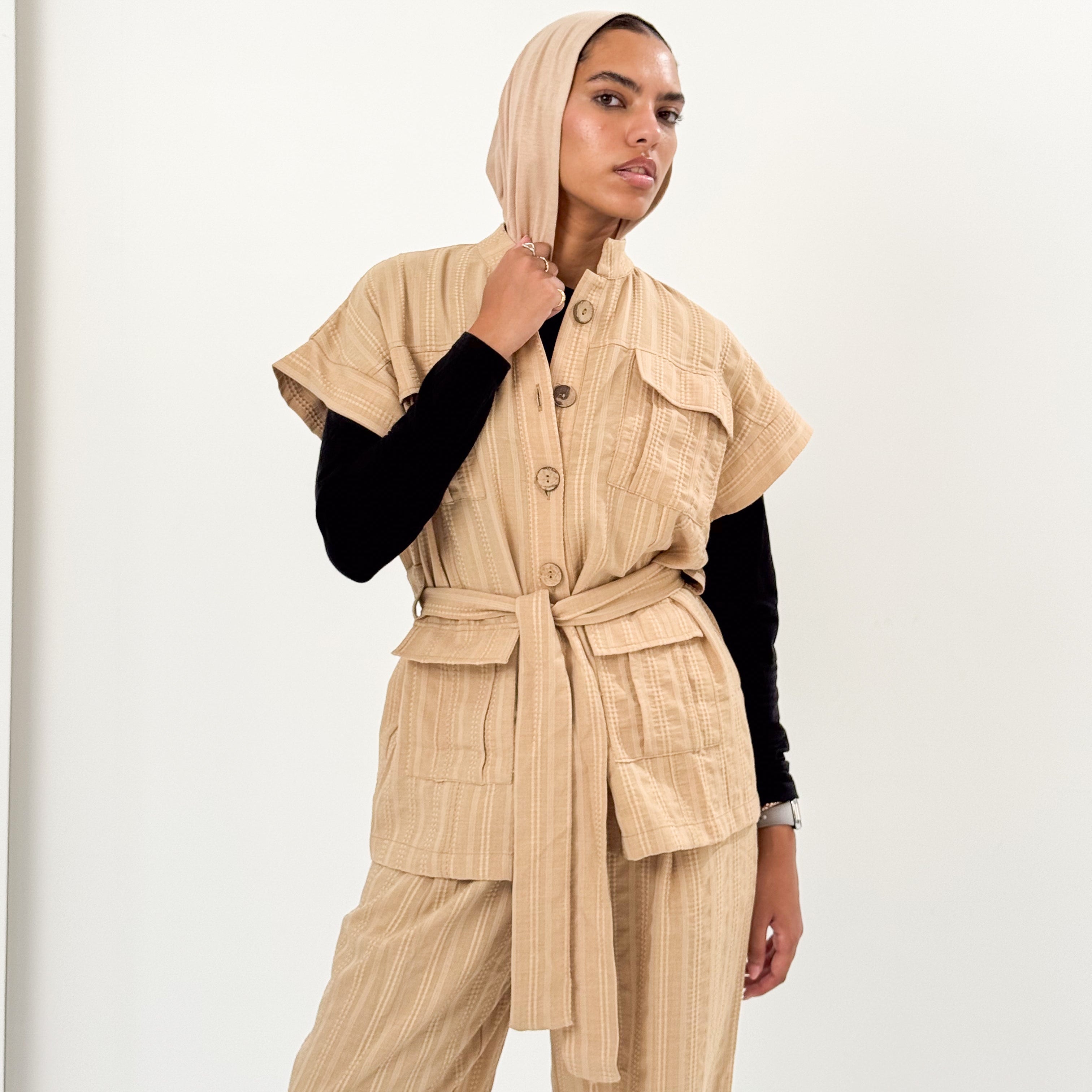 The Linen Pair Set Beige - AB ESSENTIALS