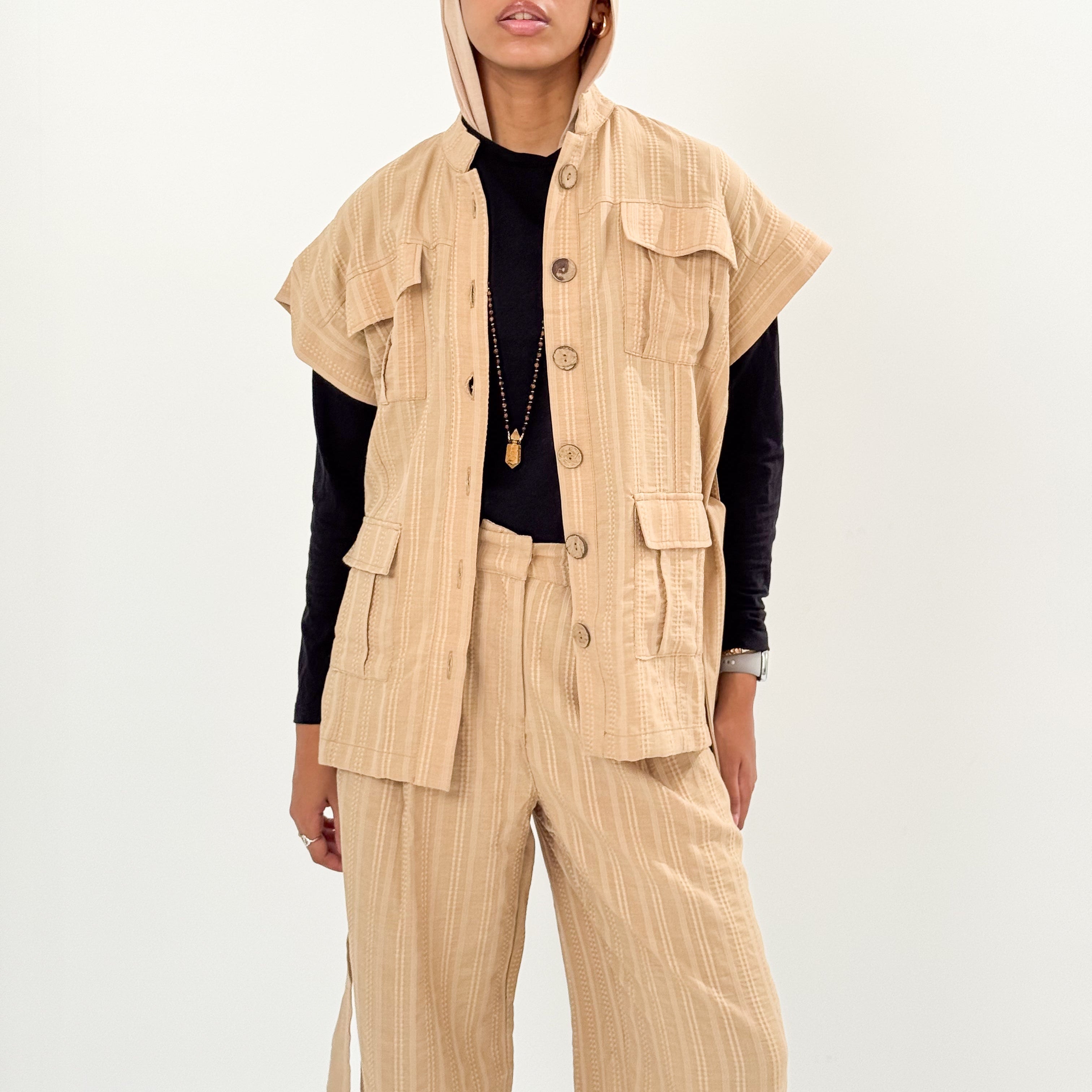 The Linen Pair Set Beige - AB ESSENTIALS