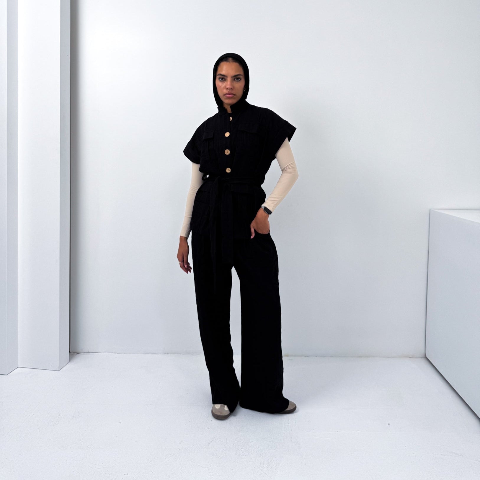 The Linen Pair Set Black - AB ESSENTIALS