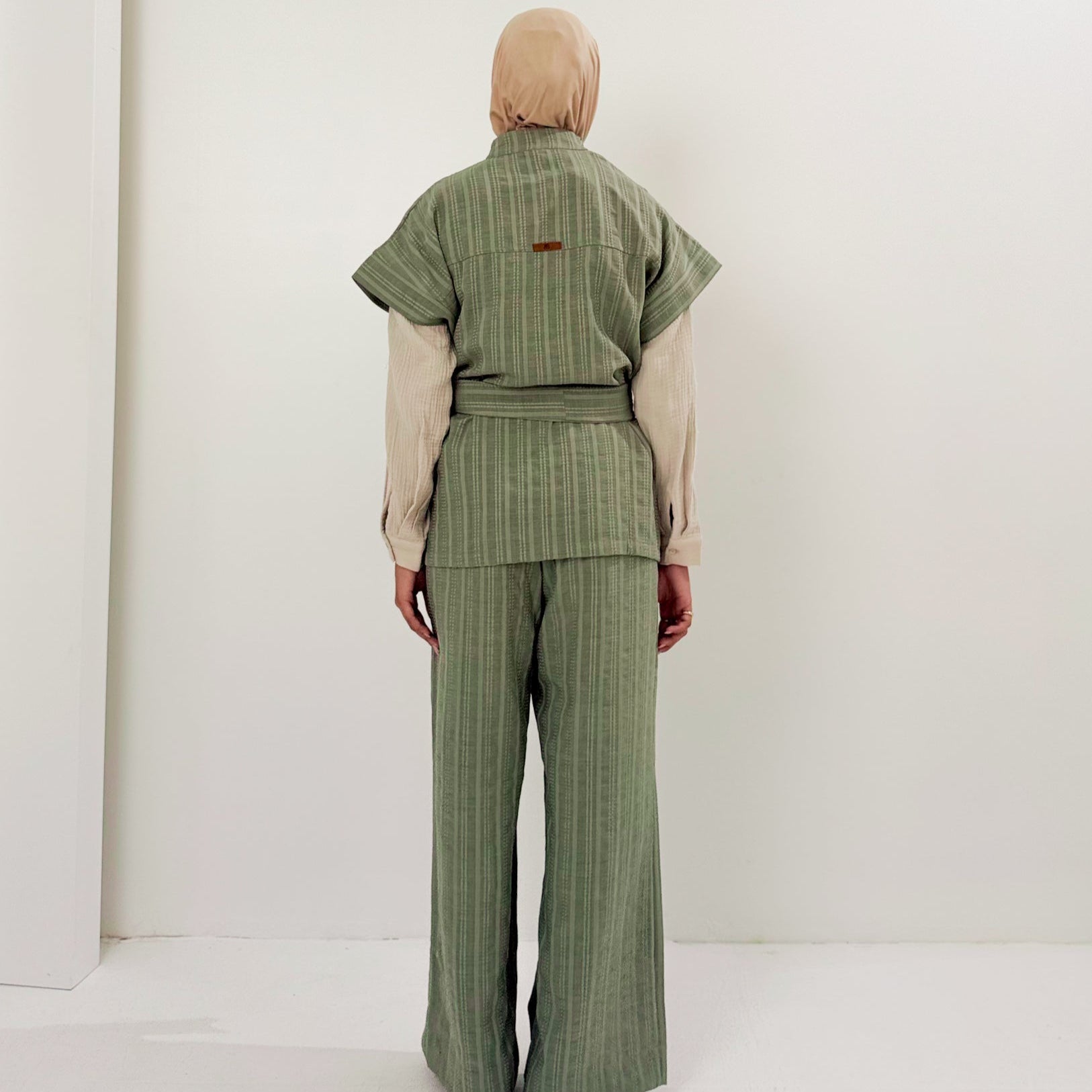 The Linen Pair Set Olive - AB ESSENTIALS