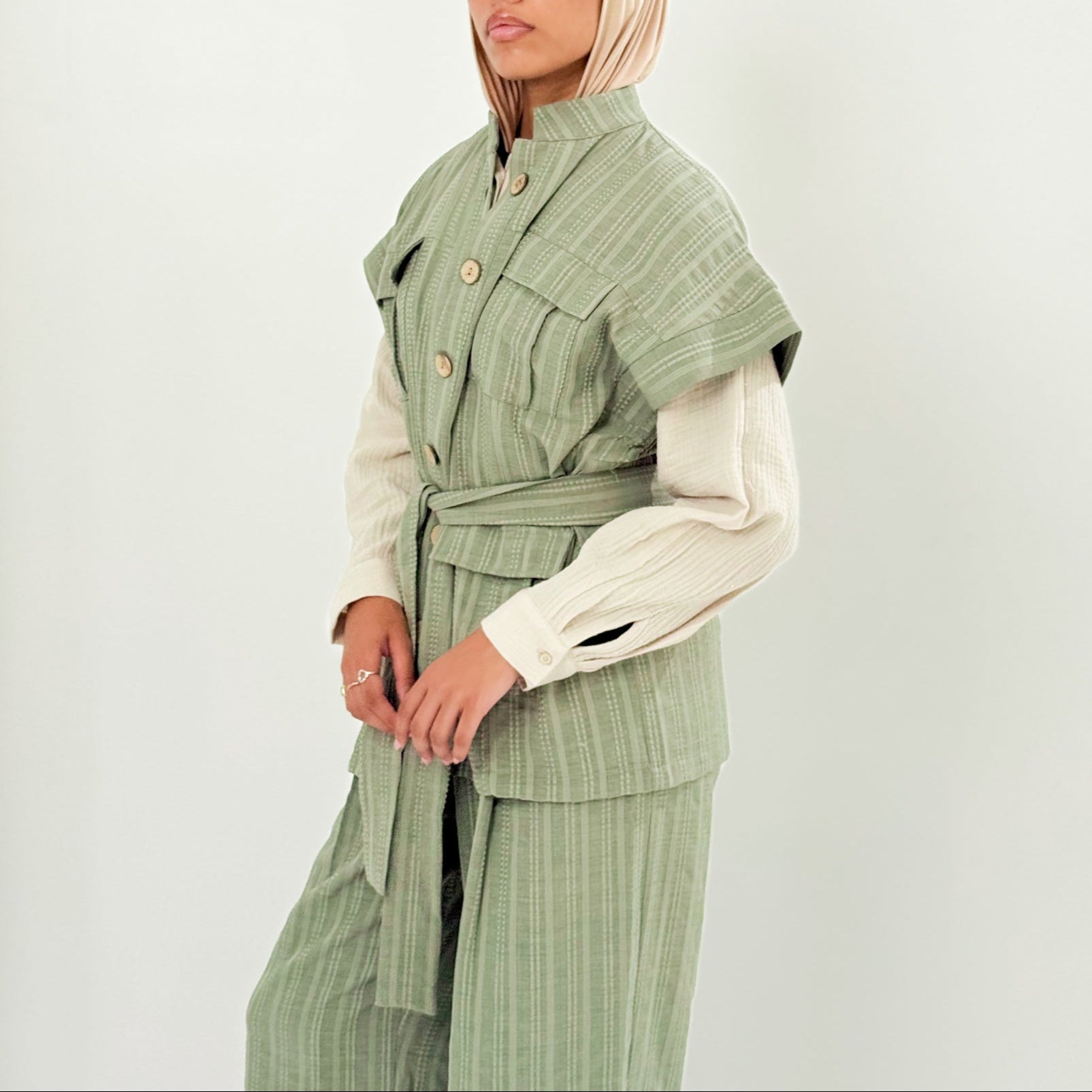 The Linen Pair Set Olive - AB ESSENTIALS