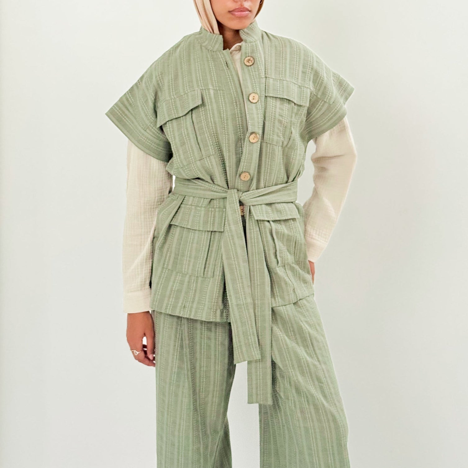 The Linen Pair Set Olive - AB ESSENTIALS