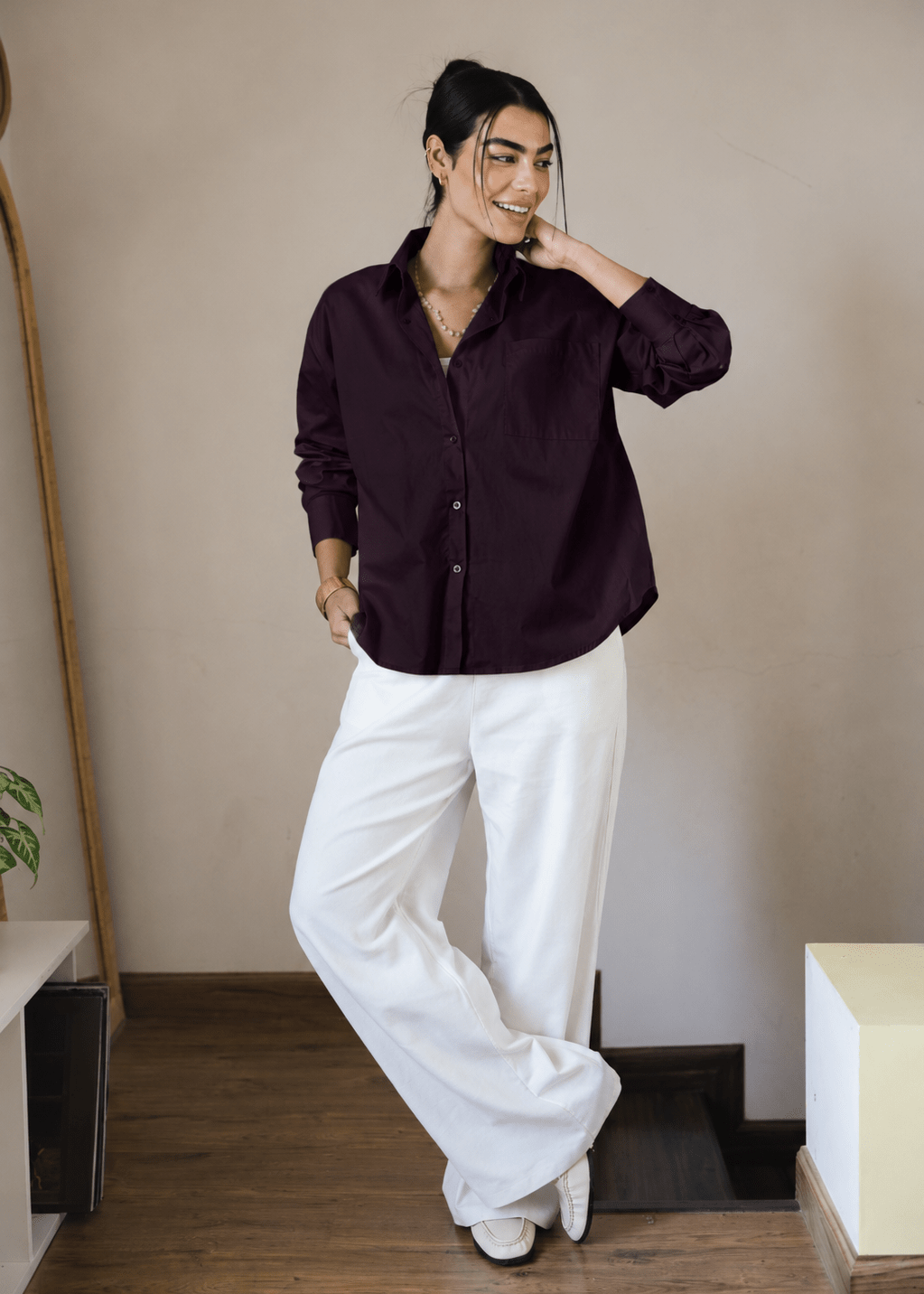 The Perfect Shirt Burgundy - AB ESSENTIALS
