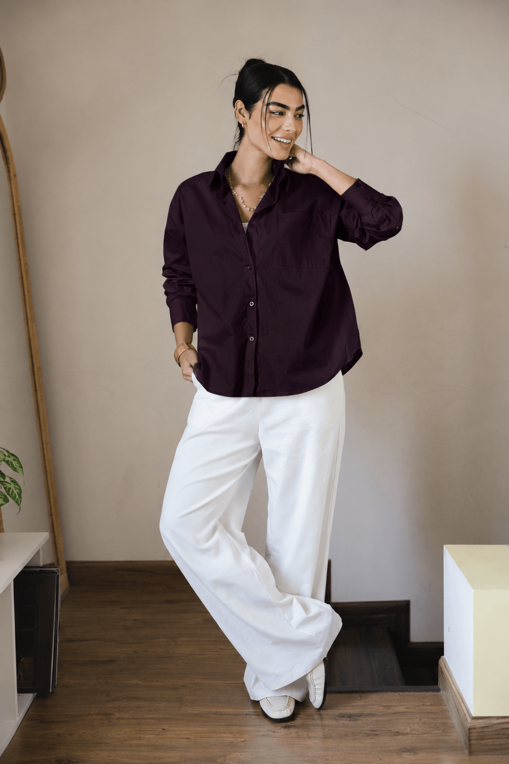 The Perfect Shirt Burgundy - AB ESSENTIALS