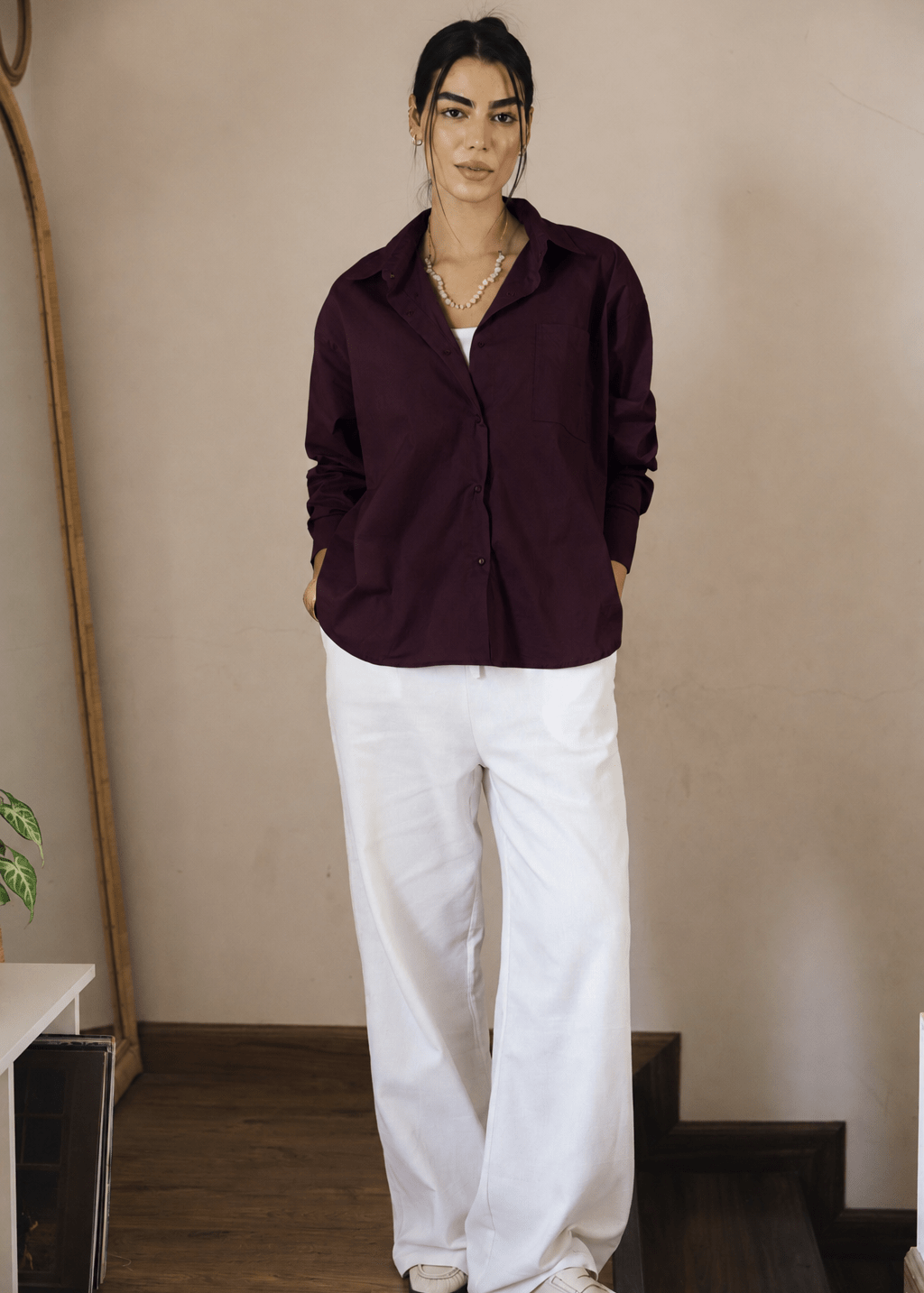 The Perfect Shirt Burgundy - AB ESSENTIALS