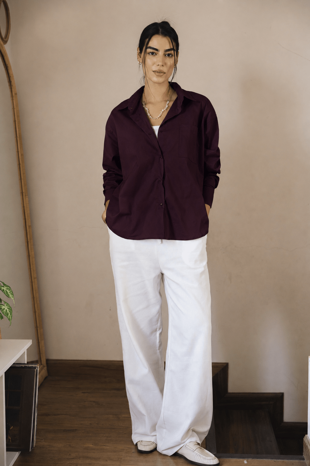 The Perfect Shirt Burgundy - AB ESSENTIALS