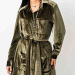 Velvet Pockets Shirt Olive Green - AB ESSENTIALS