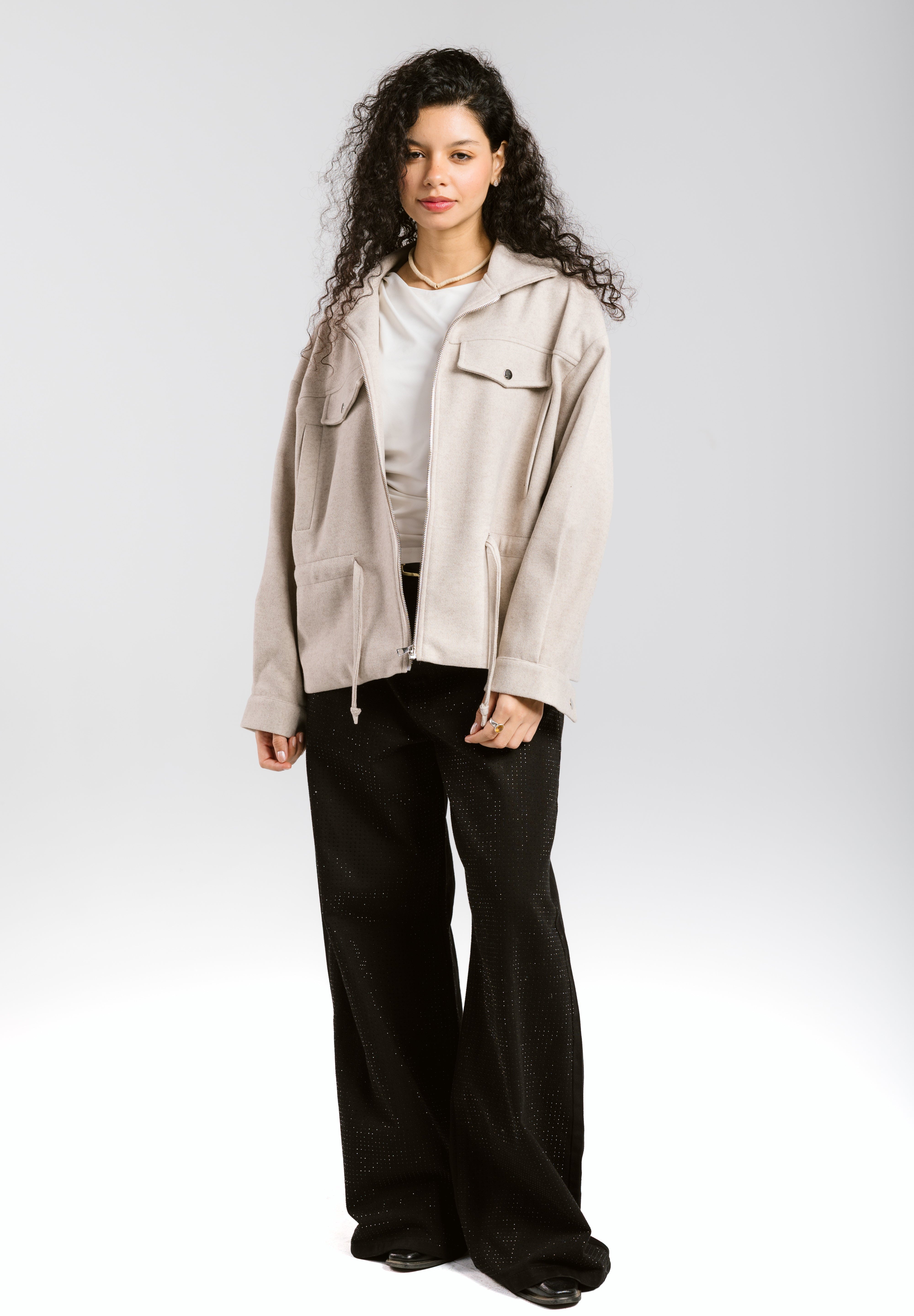 Warm Wool Jacket Beige - AB ESSENTIALS