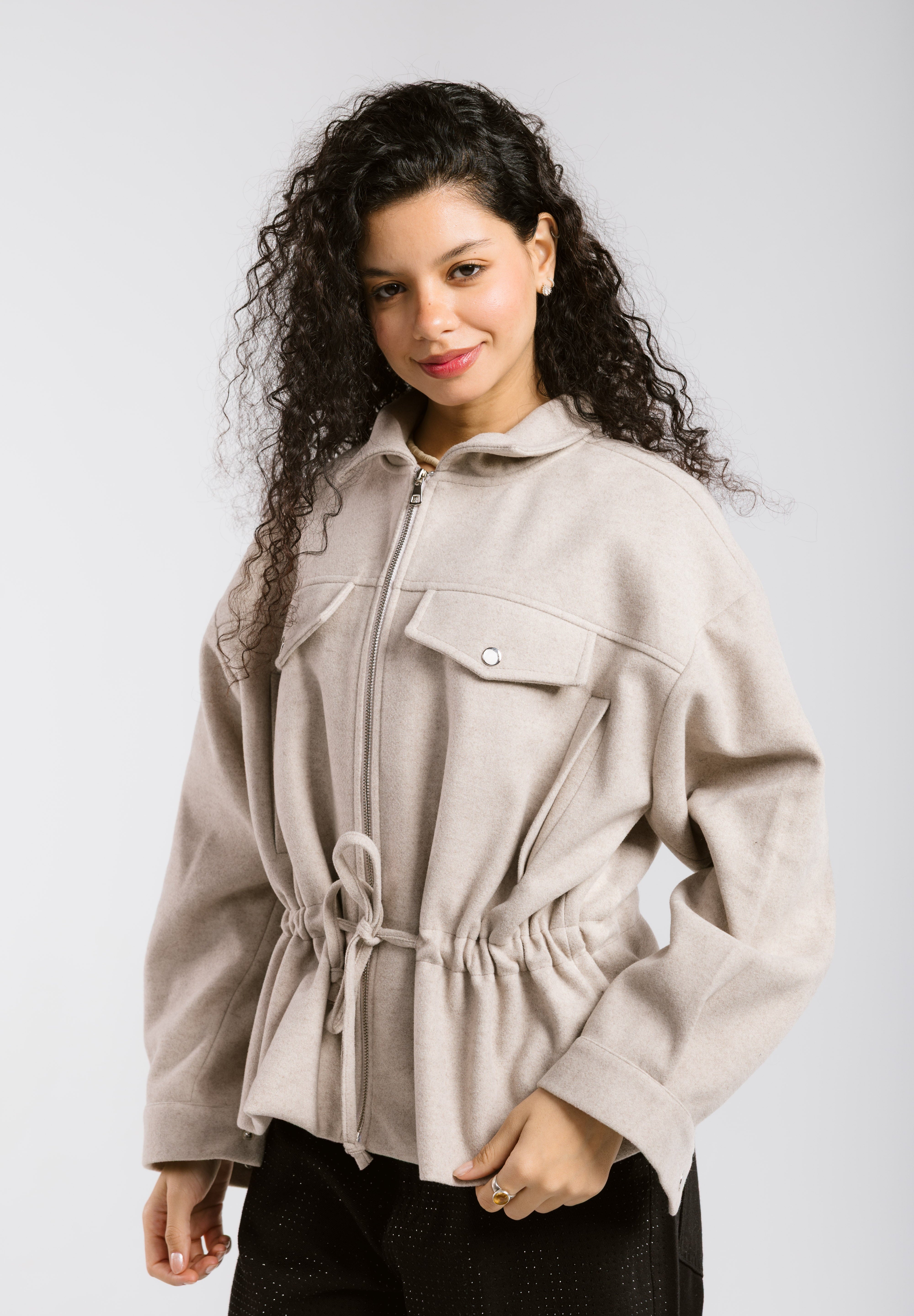 Warm Wool Jacket Beige - AB ESSENTIALS