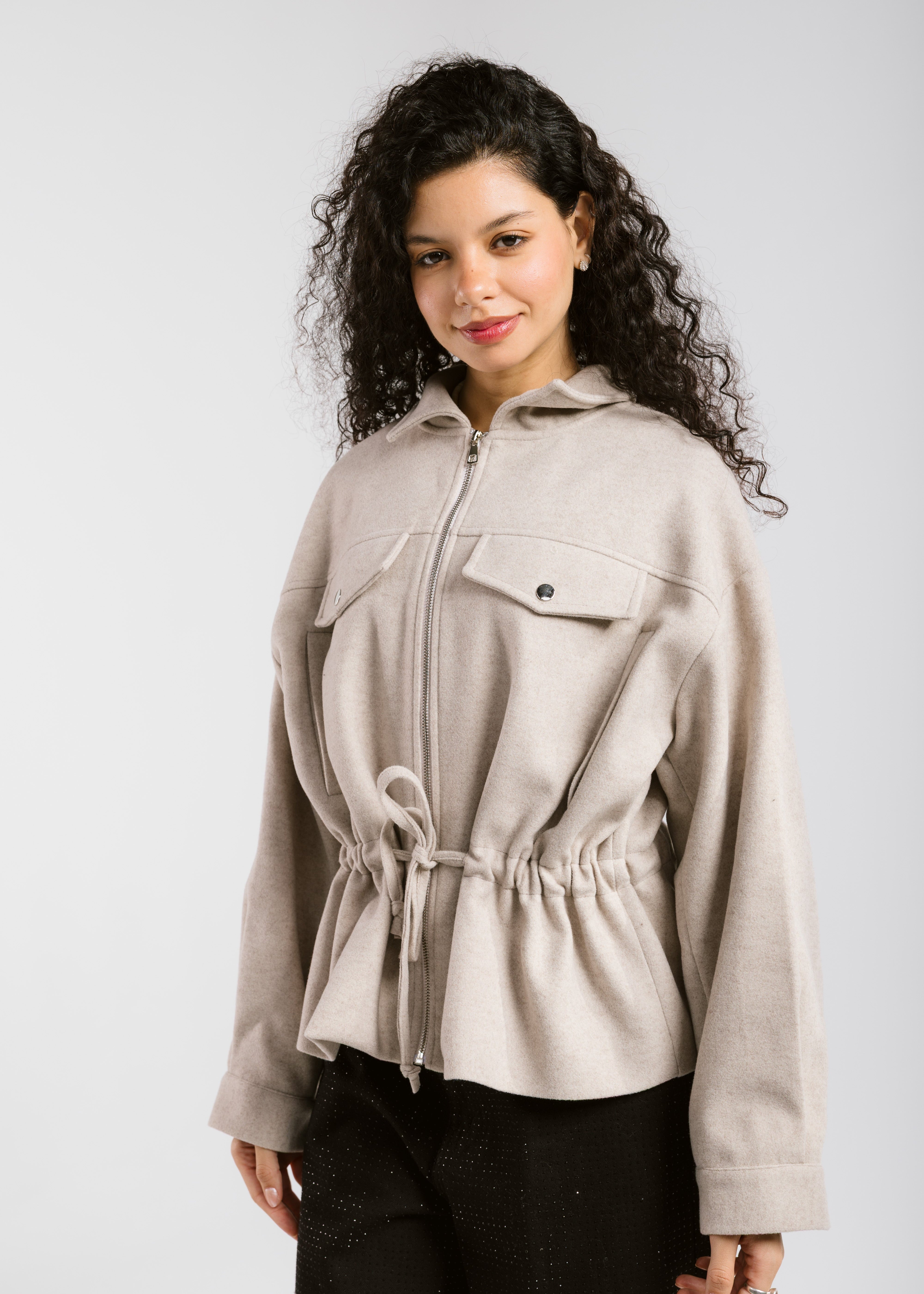 Warm Wool Jacket Beige - AB ESSENTIALS