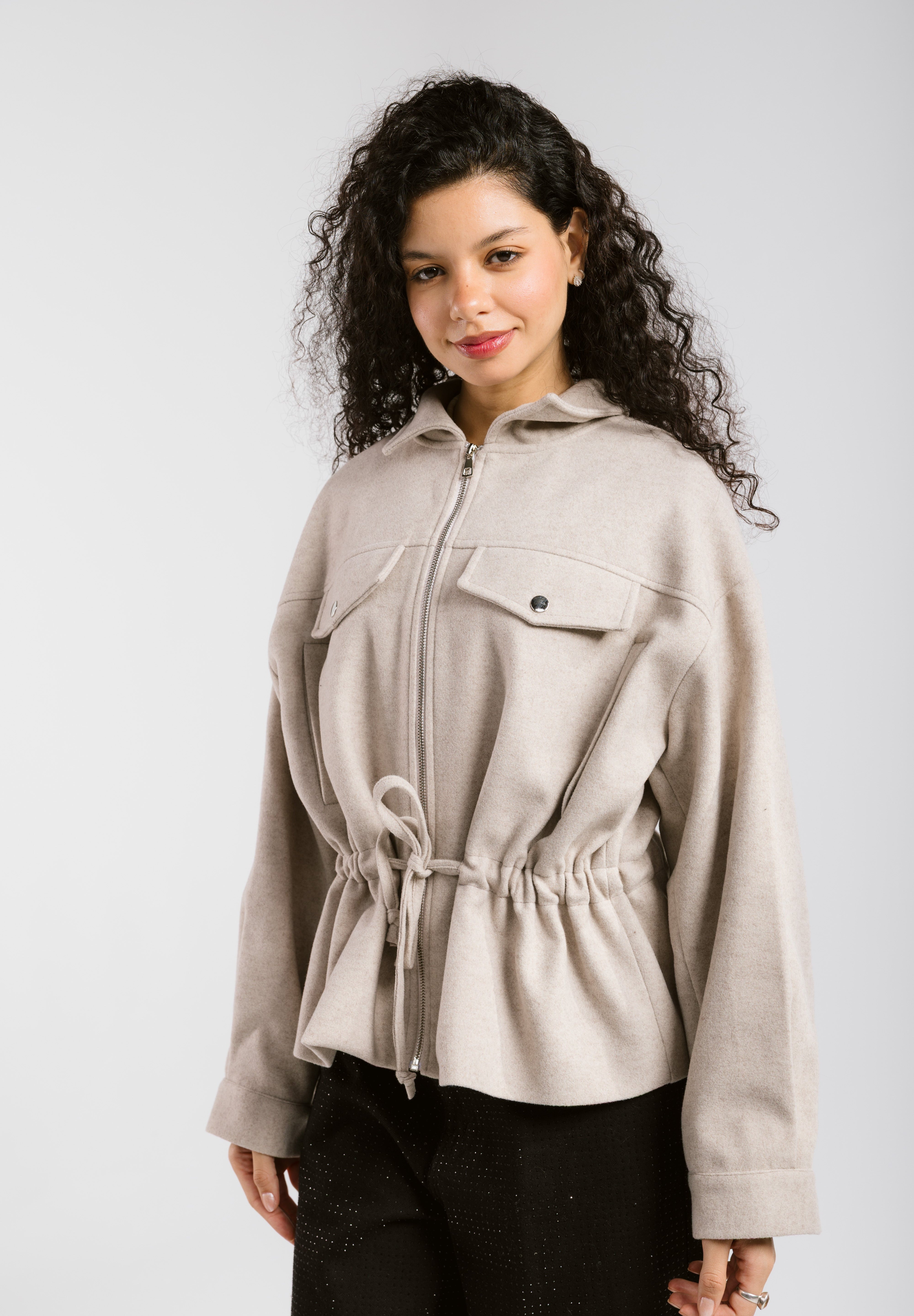 Warm Wool Jacket Beige - AB ESSENTIALS