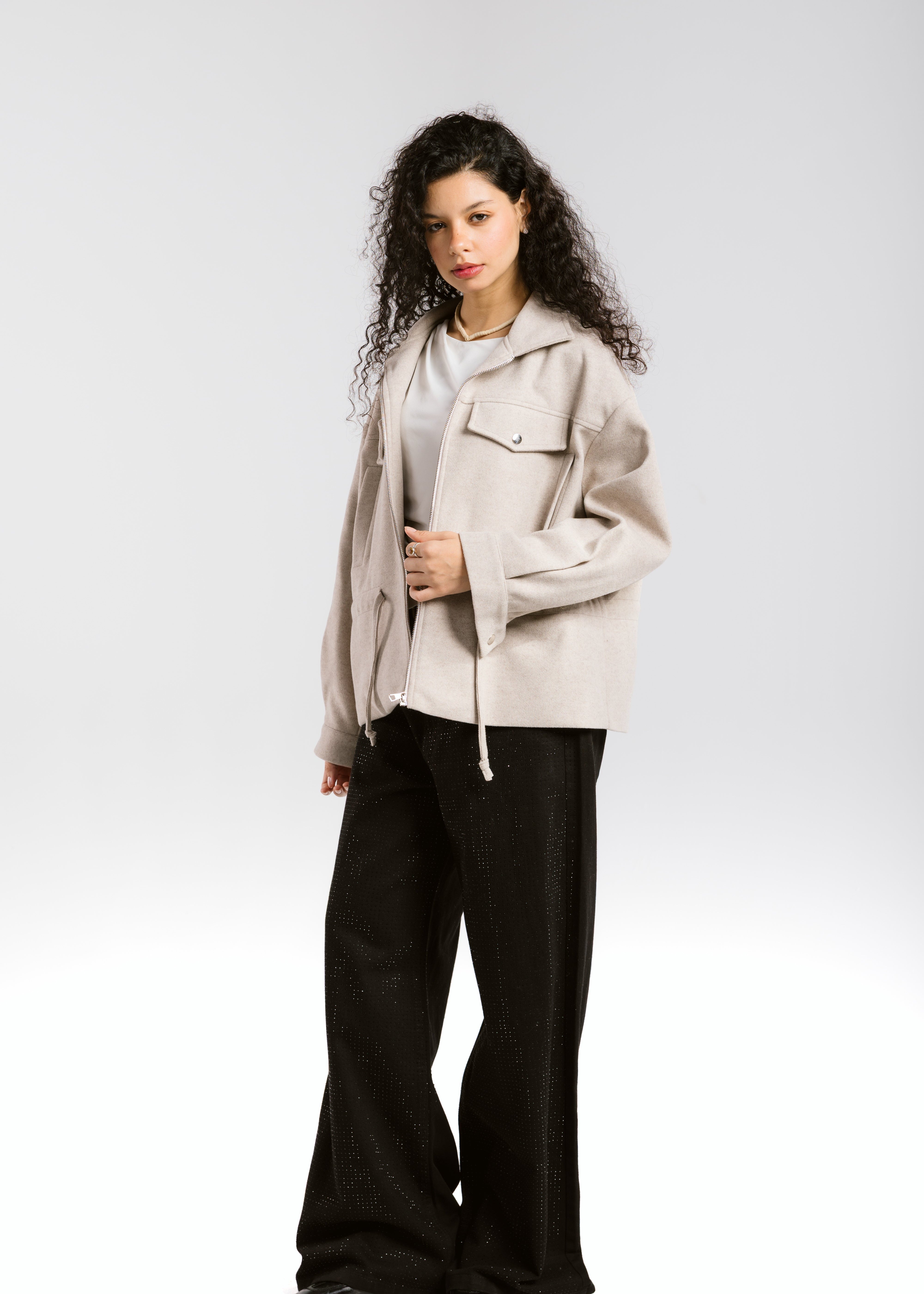 Warm Wool Jacket Beige - AB ESSENTIALS