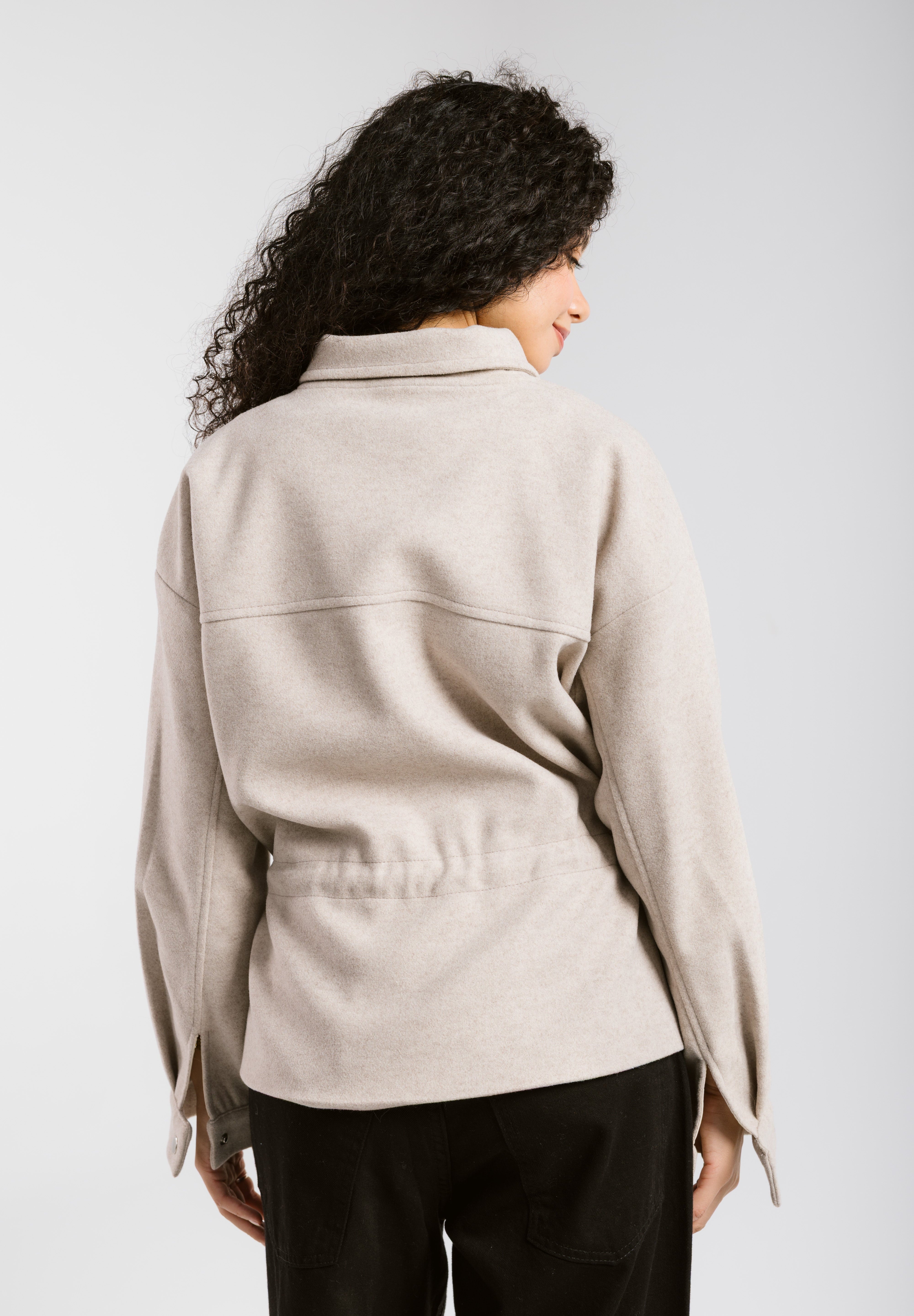 Warm Wool Jacket Beige - AB ESSENTIALS