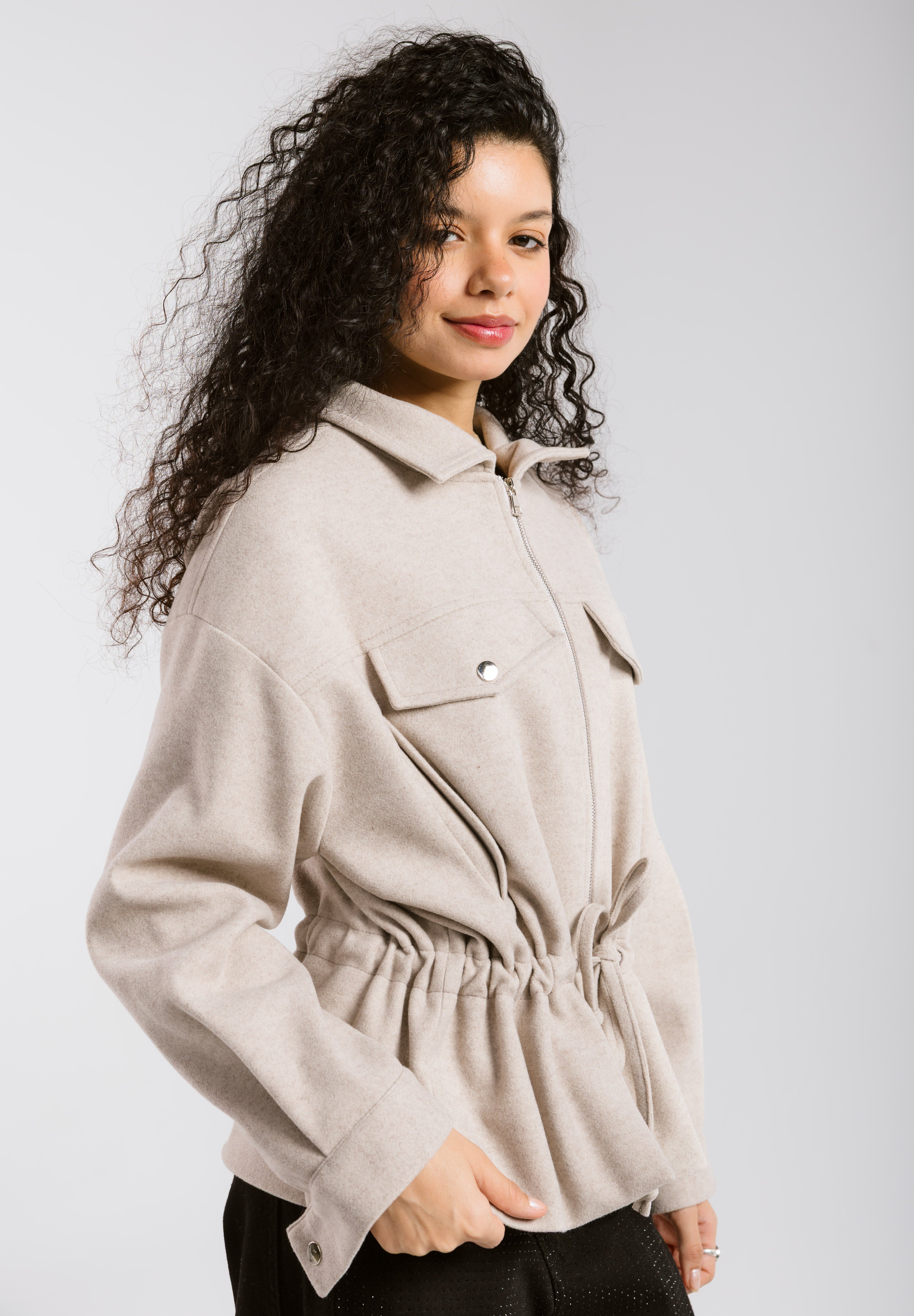 Warm Wool Jacket Beige - AB ESSENTIALS