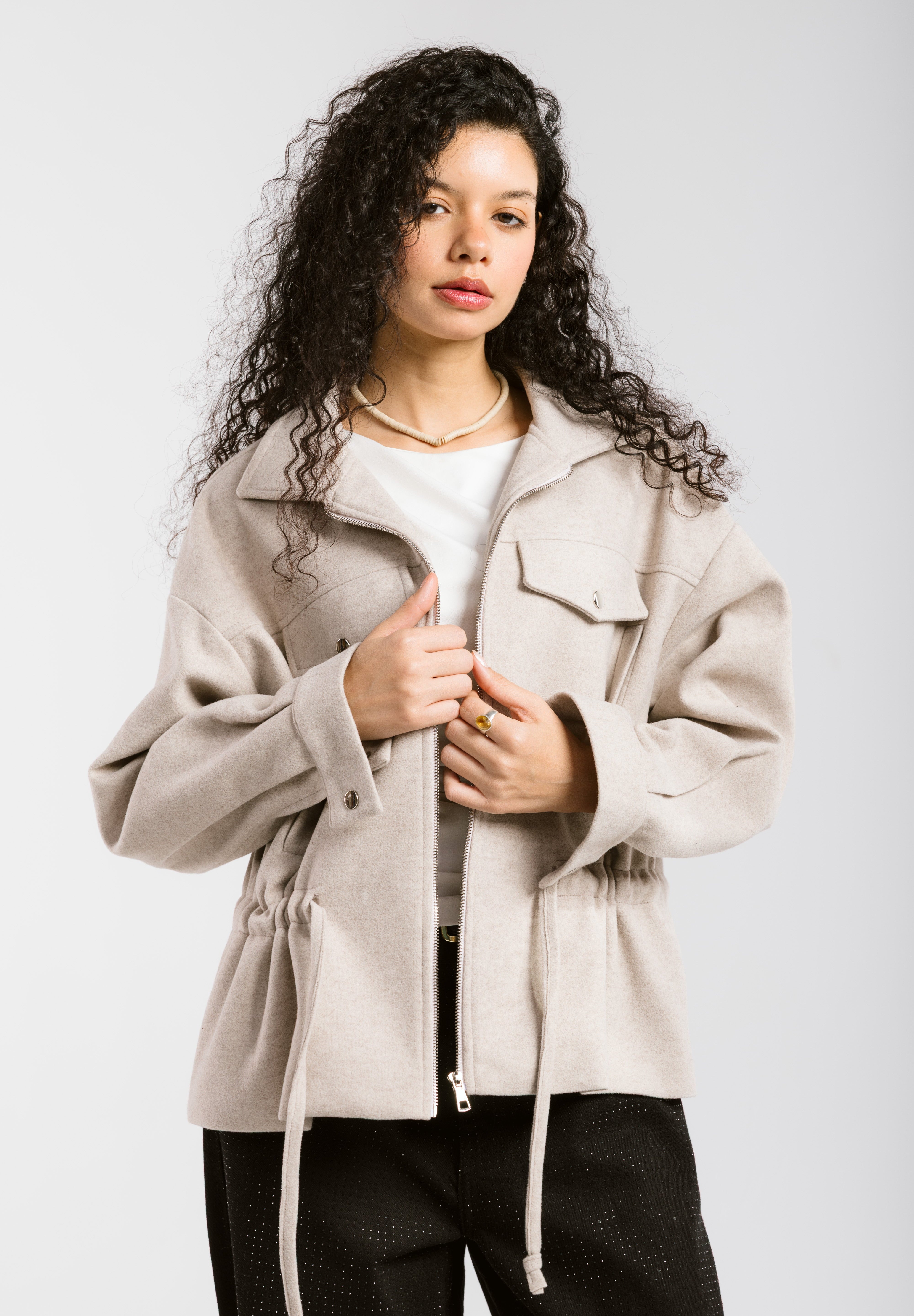 Warm Wool Jacket Beige - AB ESSENTIALS