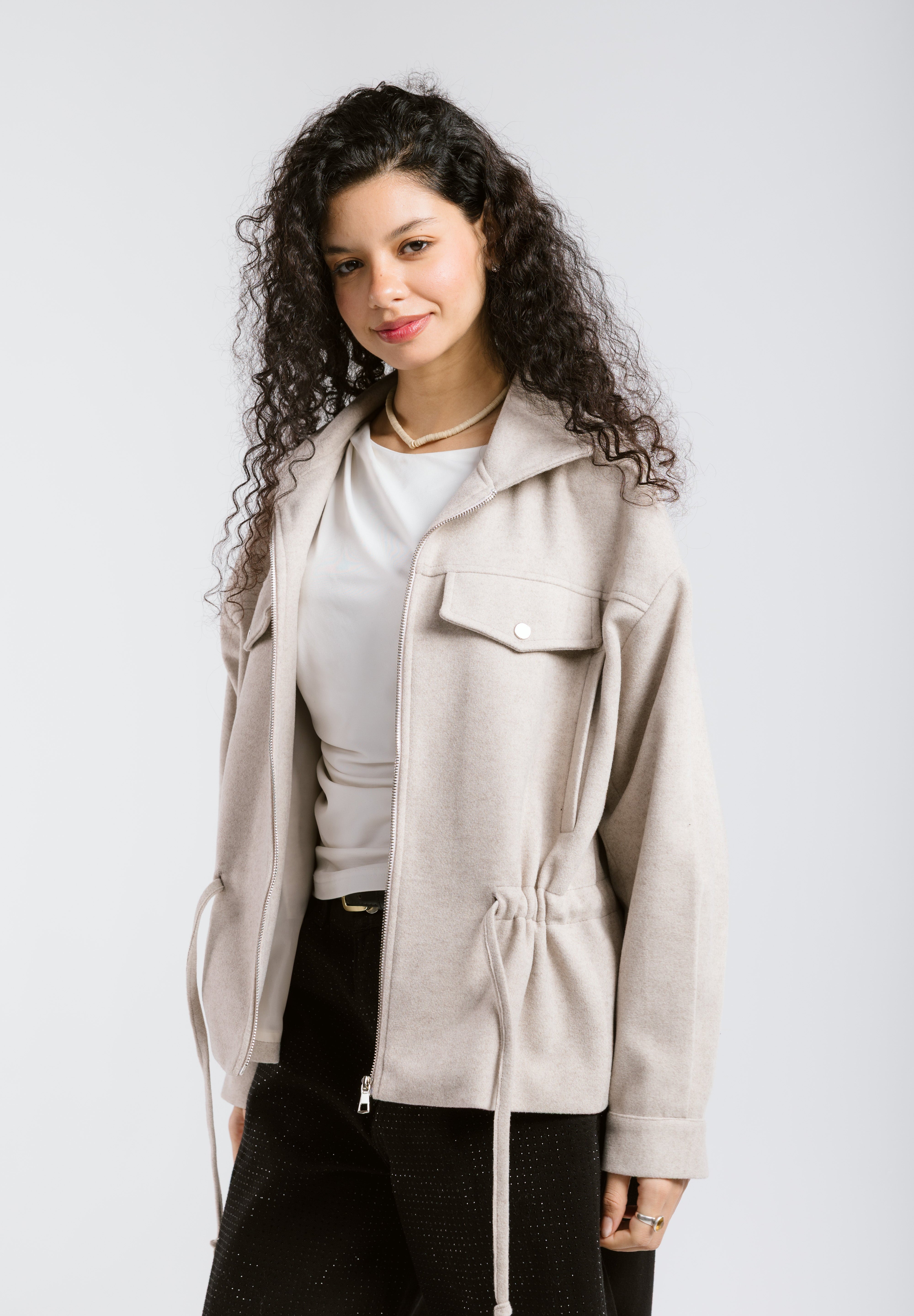 Warm Wool Jacket Beige - AB ESSENTIALS