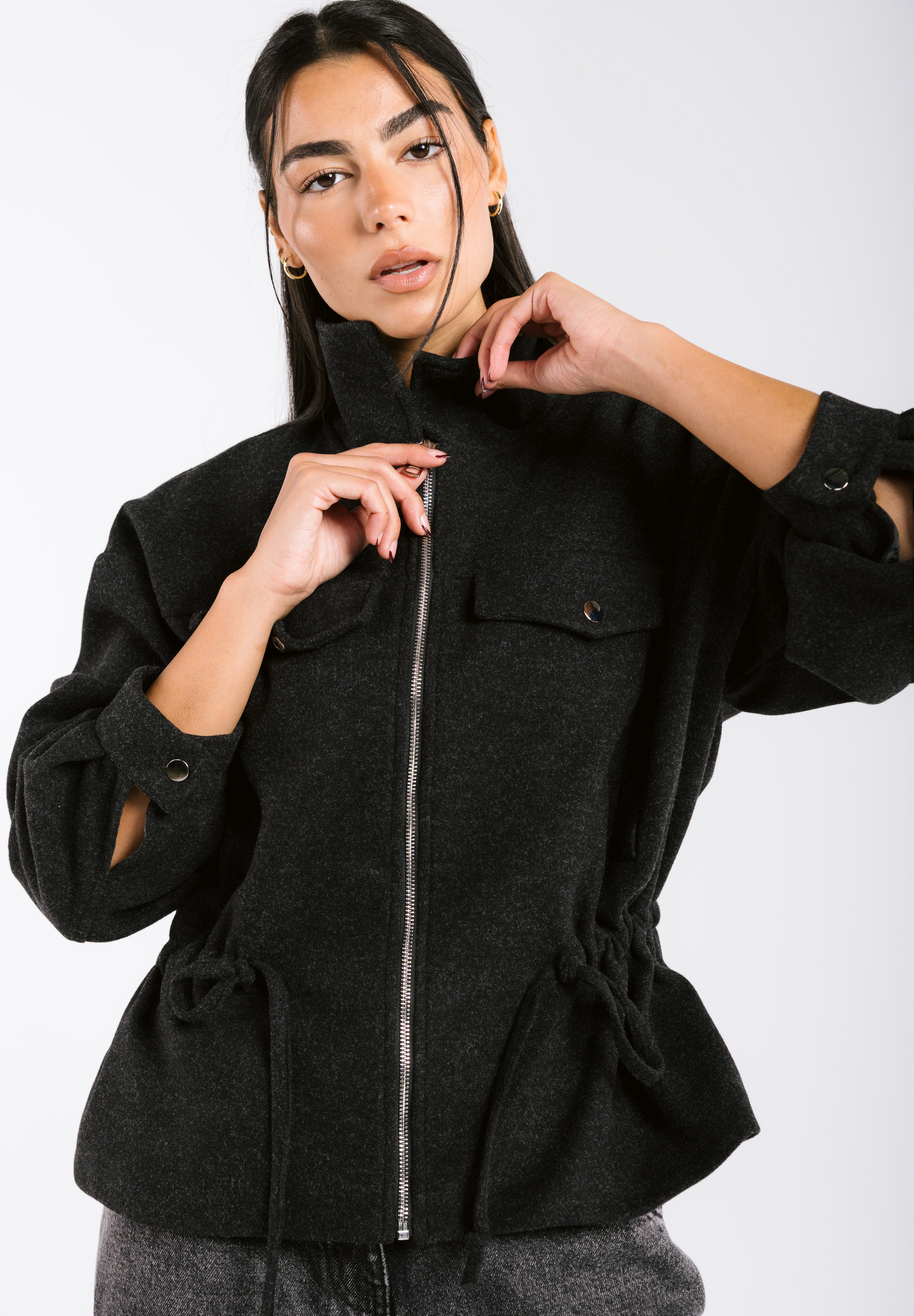 Warm Wool Jacket Black - AB ESSENTIALS