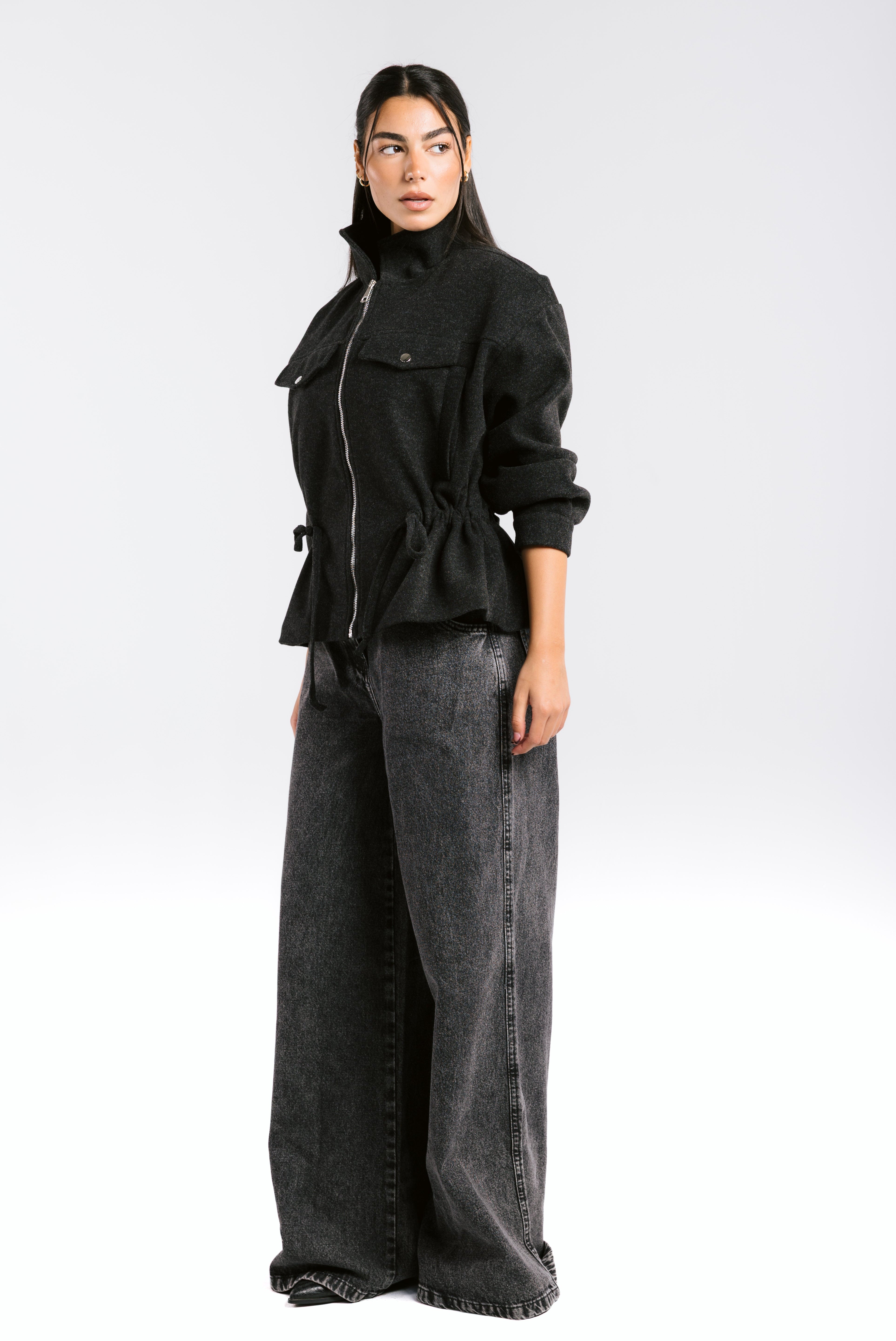 Warm Wool Jacket Black - AB ESSENTIALS