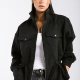 Warm Wool Jacket Black - AB ESSENTIALS