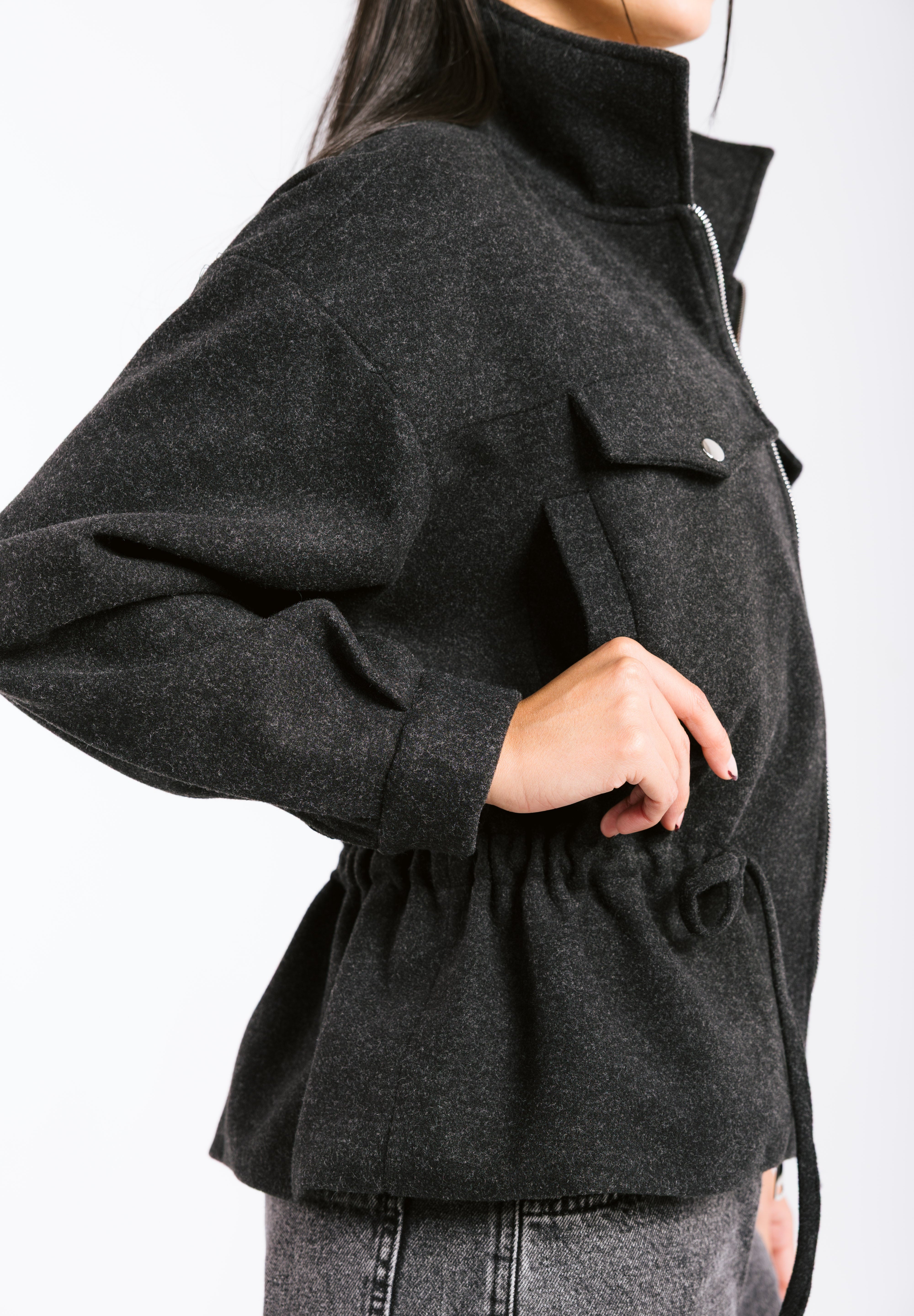 Warm Wool Jacket Black - AB ESSENTIALS