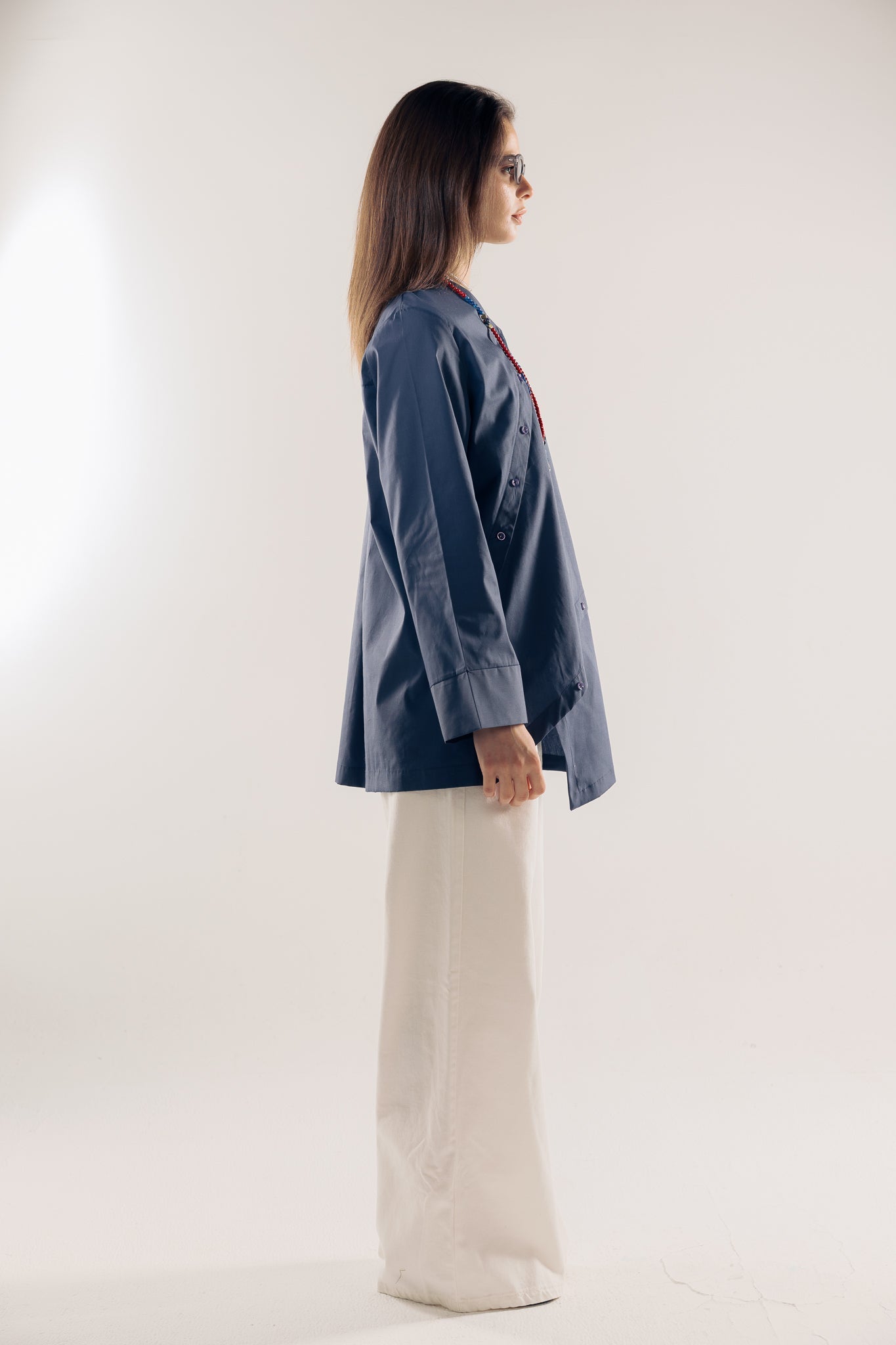 Wave Blouse Navy - AB ESSENTIALS
